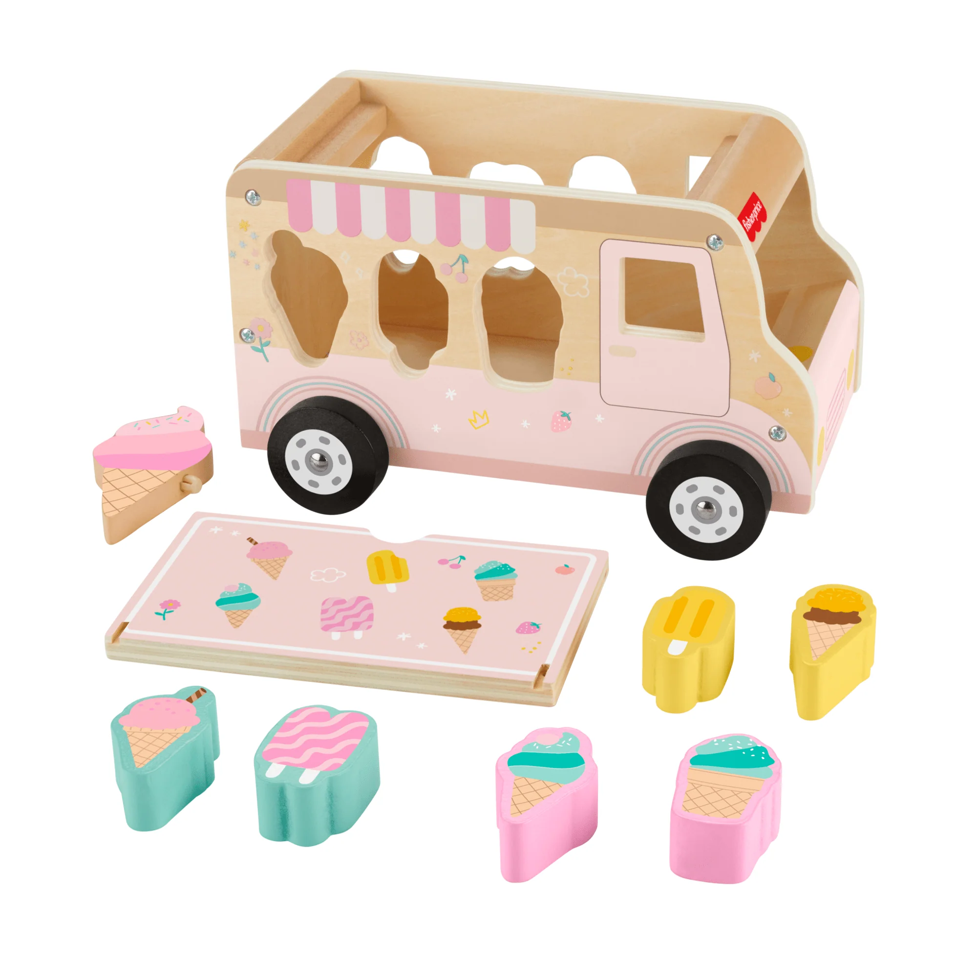 Fisher-Price Camion de Glaces Trieur de Formes en Bois, 8 Éléments - Image 5