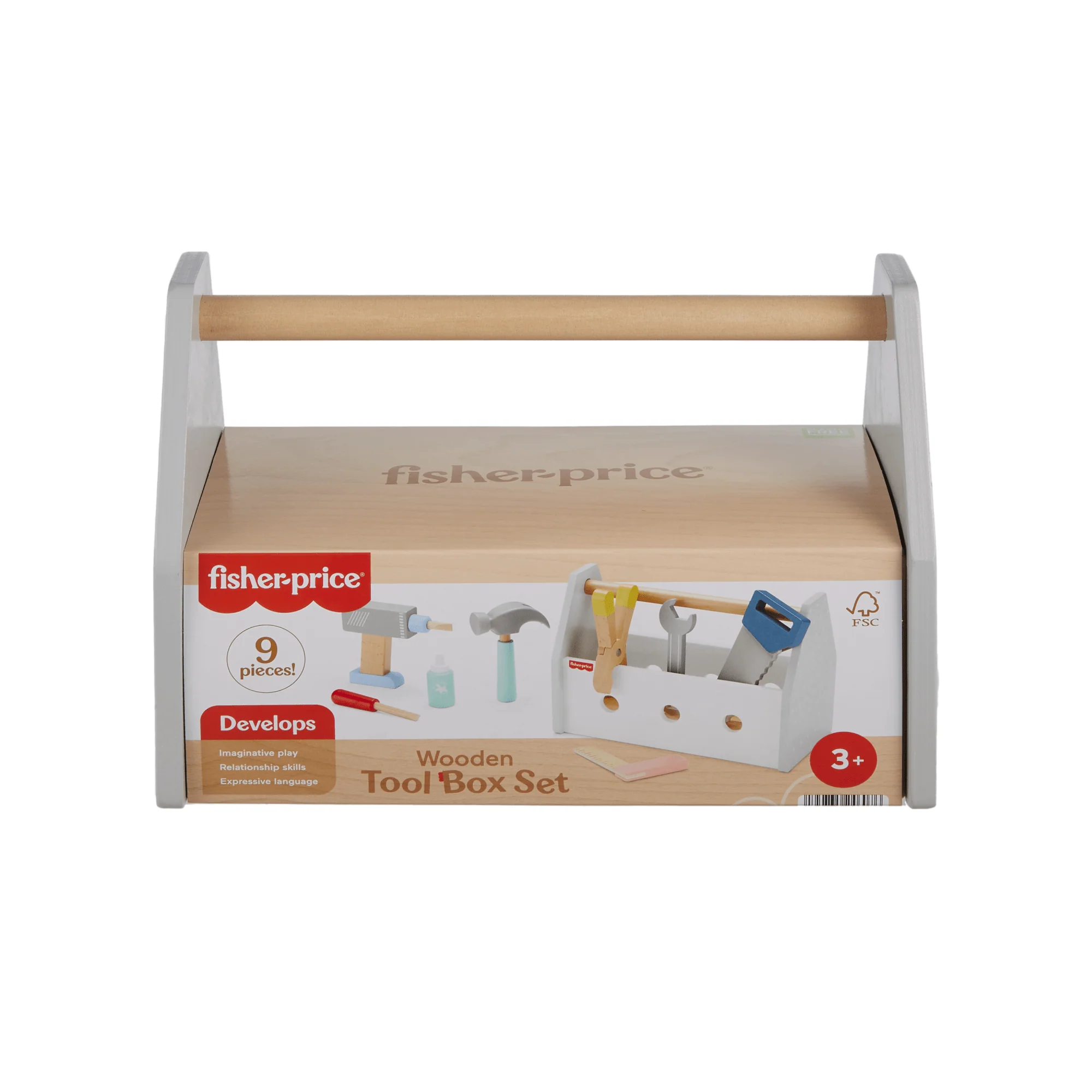 Fisher-Price  Coffret Boîte à Outils en Bois, 9Éléments en Bois - Image 2