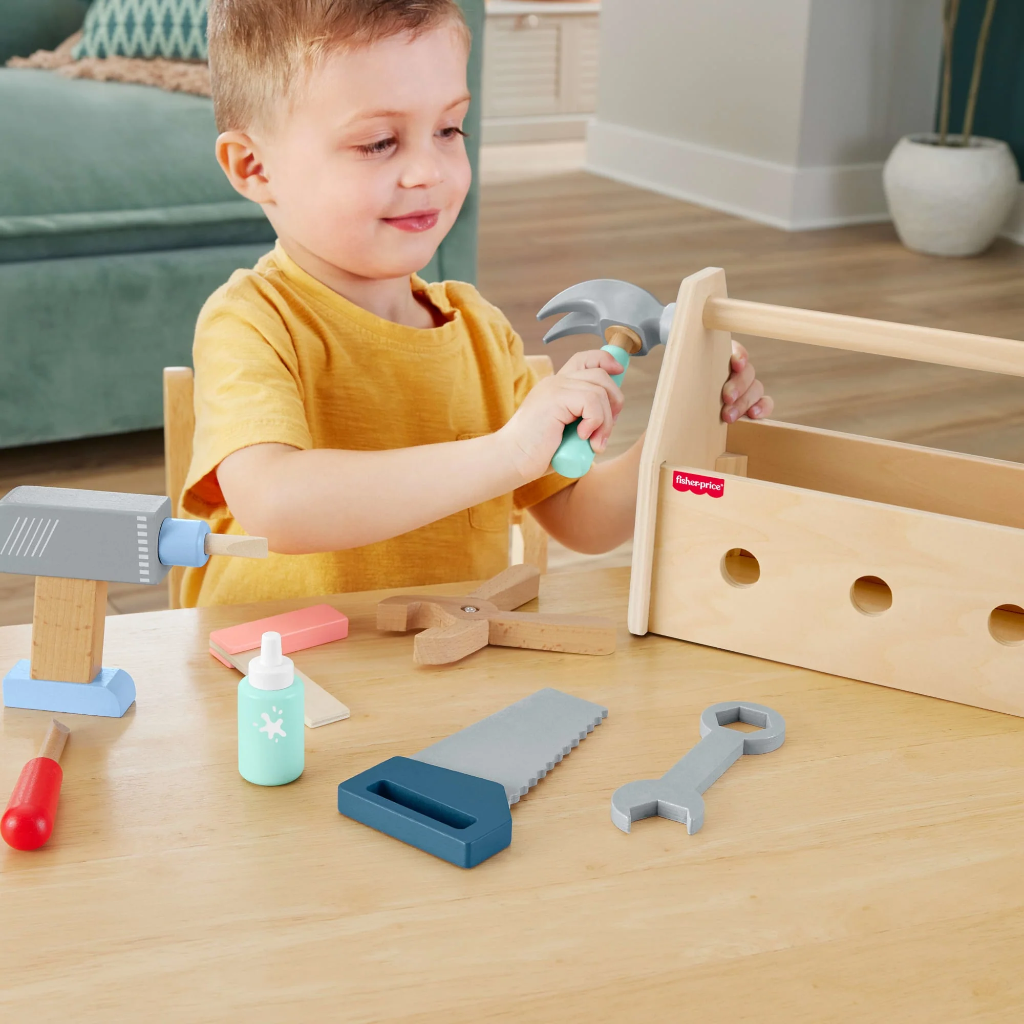 Fisher-Price  Coffret Boîte à Outils en Bois, 9Éléments en Bois - Image 3