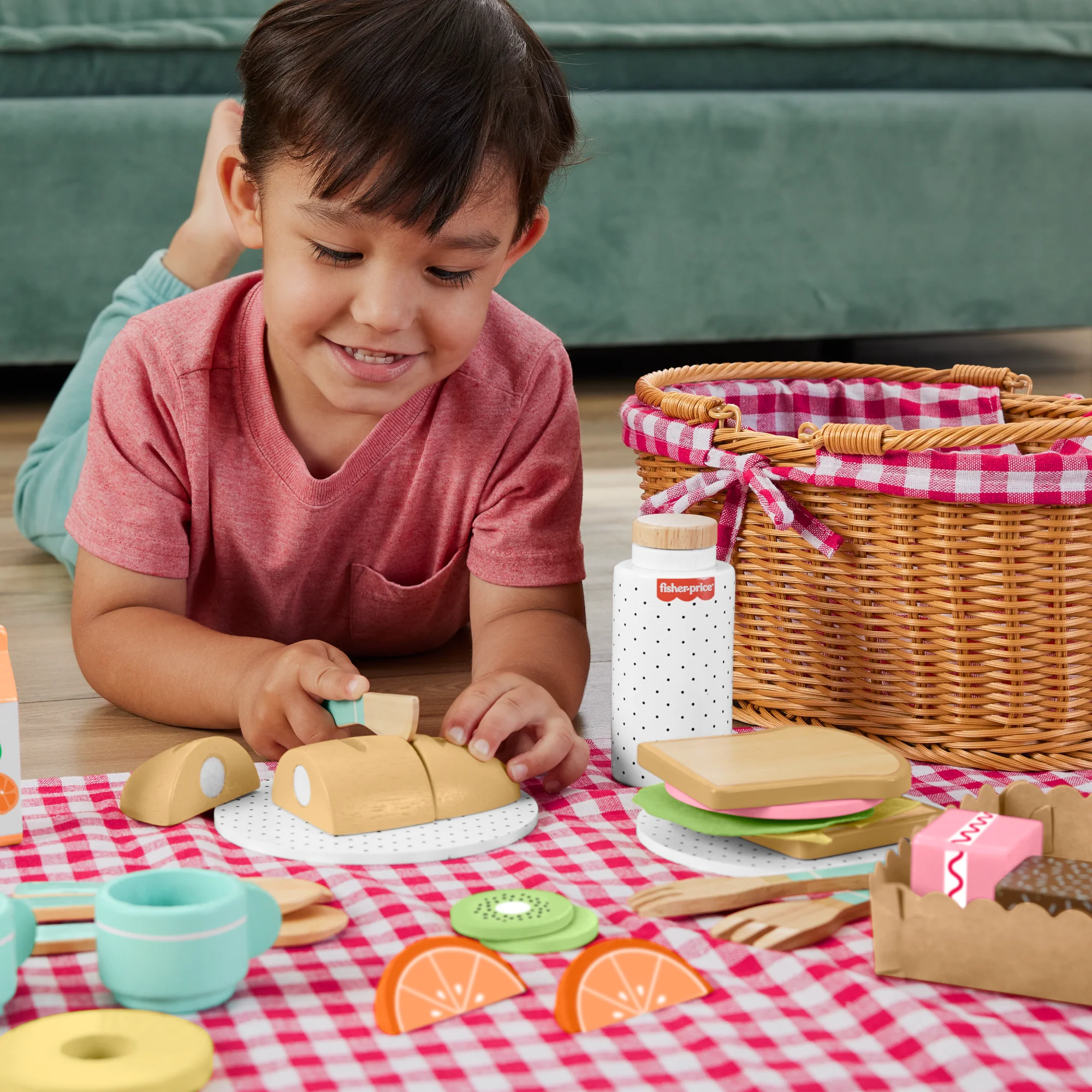 Fisher-Price  Coffret Panier de Pique-Nique en Bois, 31Éléments - Image 2