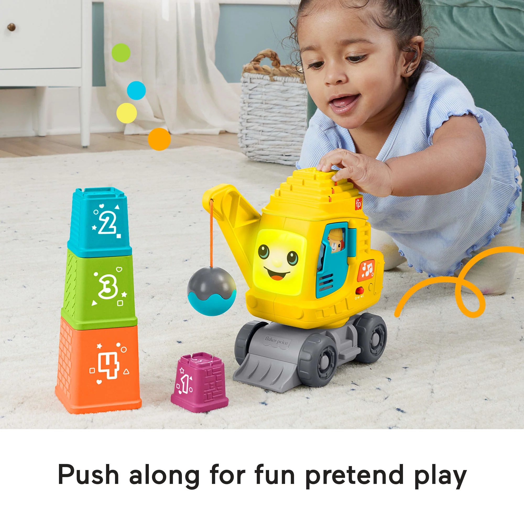 Fisher-Price Count & Stack Crane Baby & Toddler Learning Toy With Blocks, Lights & Sounds - Image 4