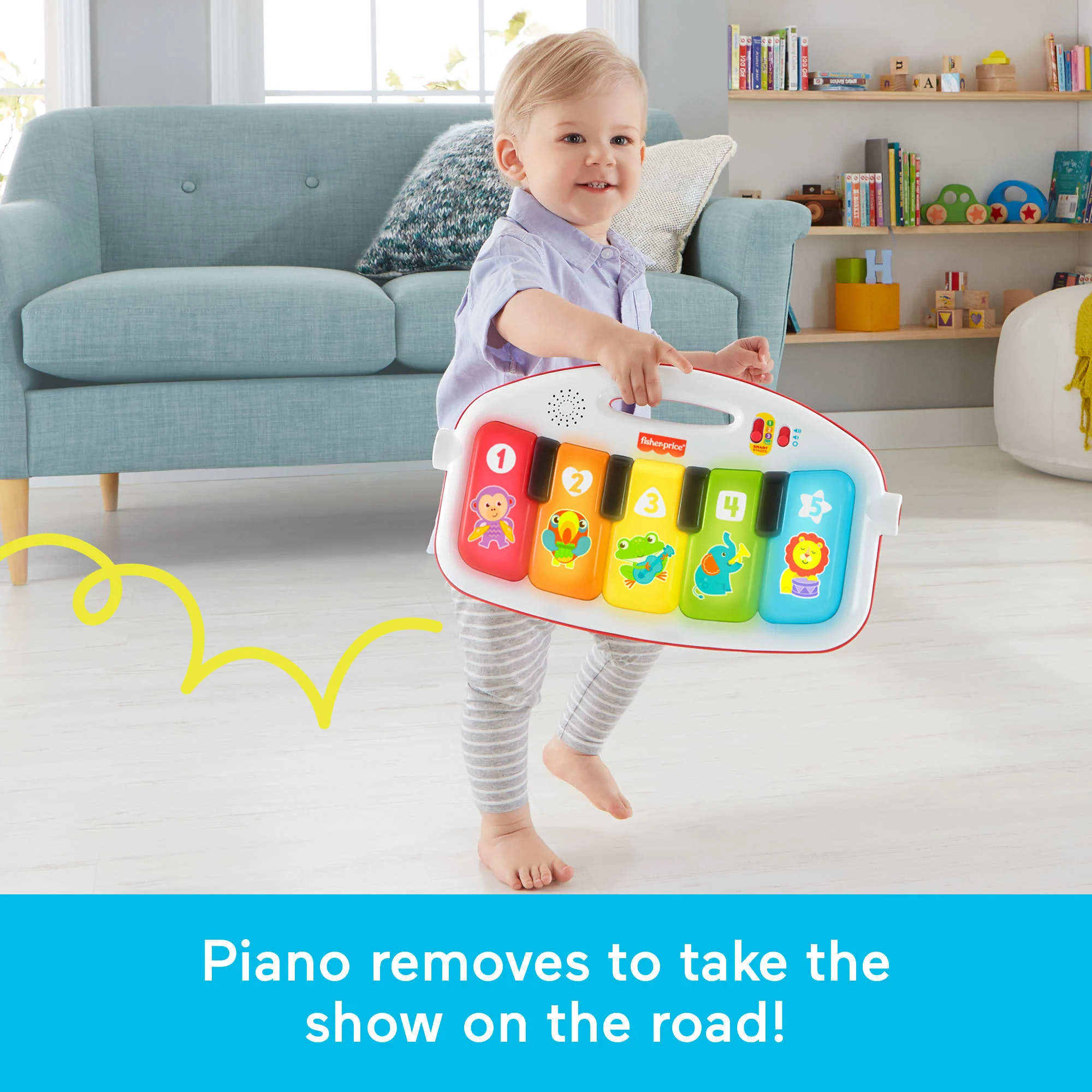 Fisher-Price Deluxe Kick & Play Piano Baby Gym Learning Toy & Newborn Rattle Maracas - Image 5