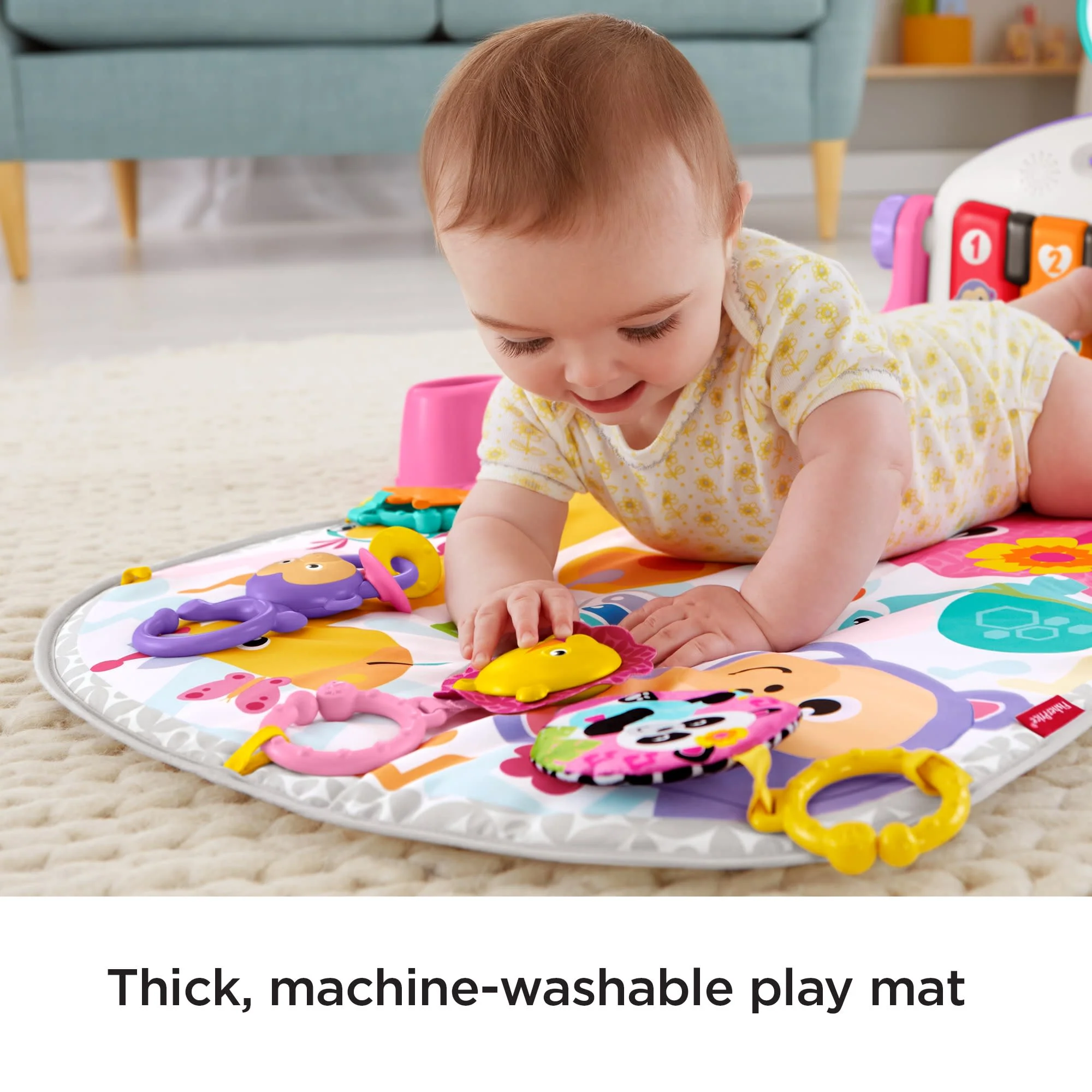 Fisher-Price Deluxe Kick & Play Piano Gym - Pink - English Version - Image 3