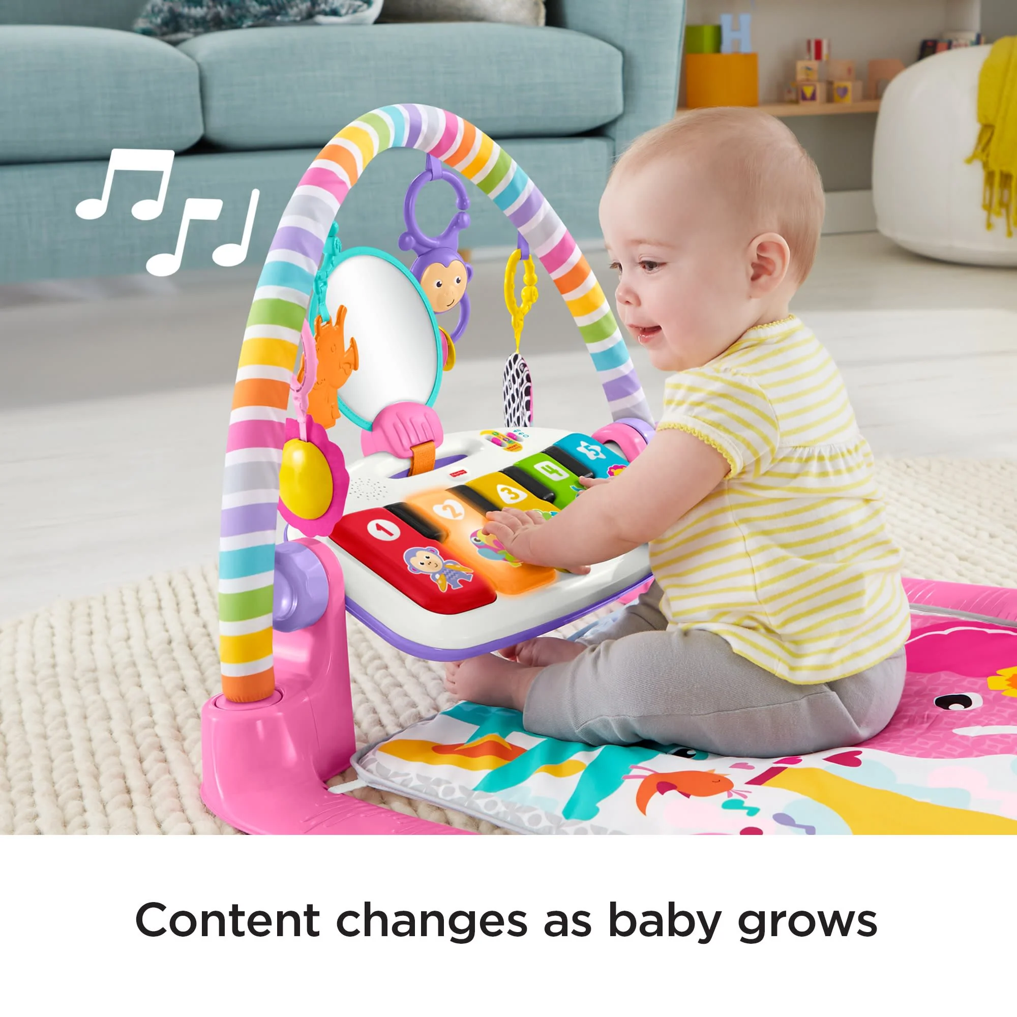 Fisher-Price Deluxe Kick & Play Piano Gym - Pink - English Version - Image 4
