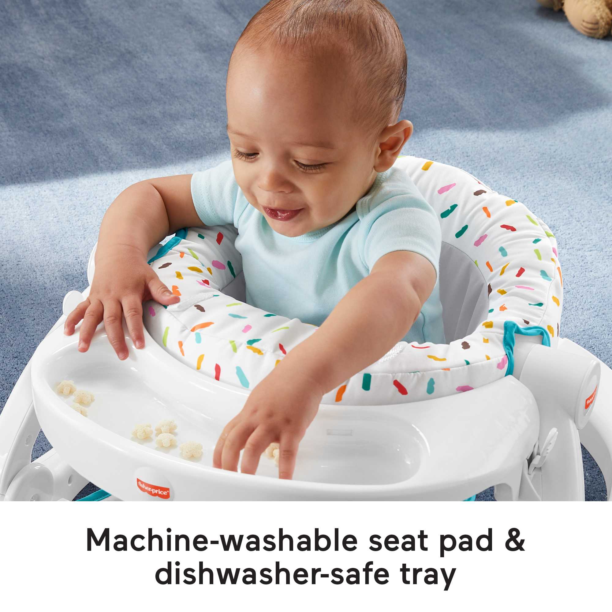 Fisher-Price Deluxe Sit-Me-Up Floor Seat Portable Baby Chair With Toy Bar, Rainbow Sprinkles - Image 5