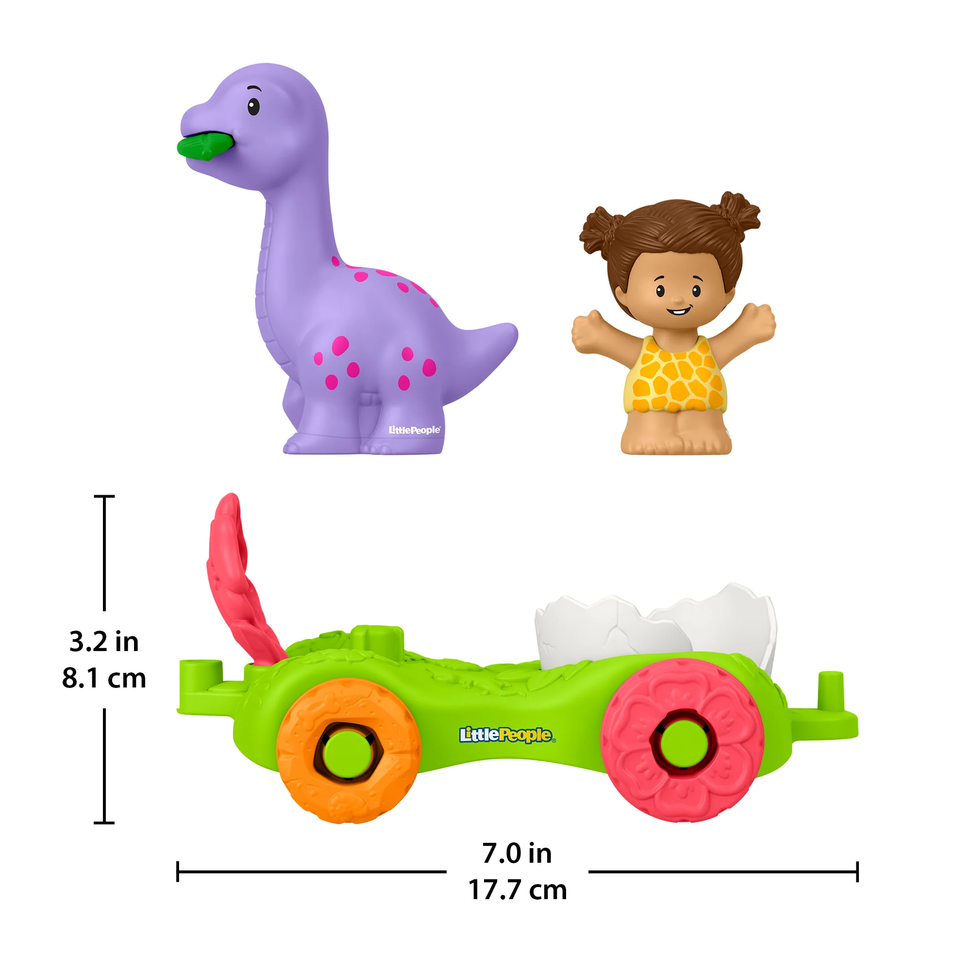 Fisher-Price Little People Dinosaur Parade Egg Car & Figure Set Toddler Toy, 3 Pieces - Image 6