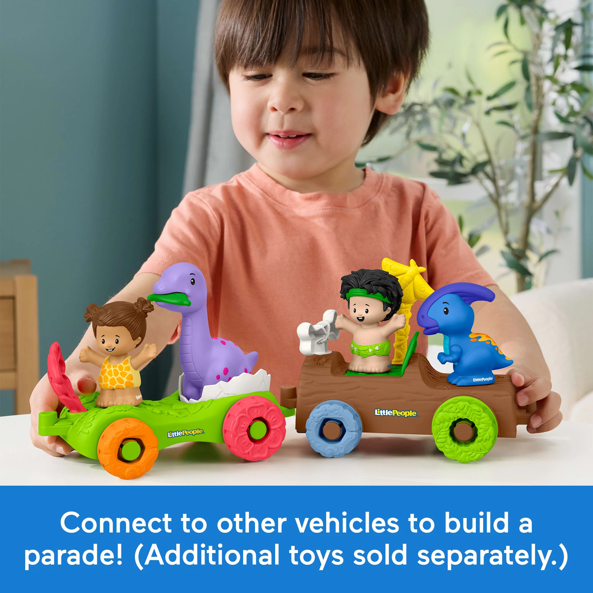 Fisher-Price Little People Dinosaur Parade Egg Car & Figure Set Toddler Toy, 3 Pieces - Image 5