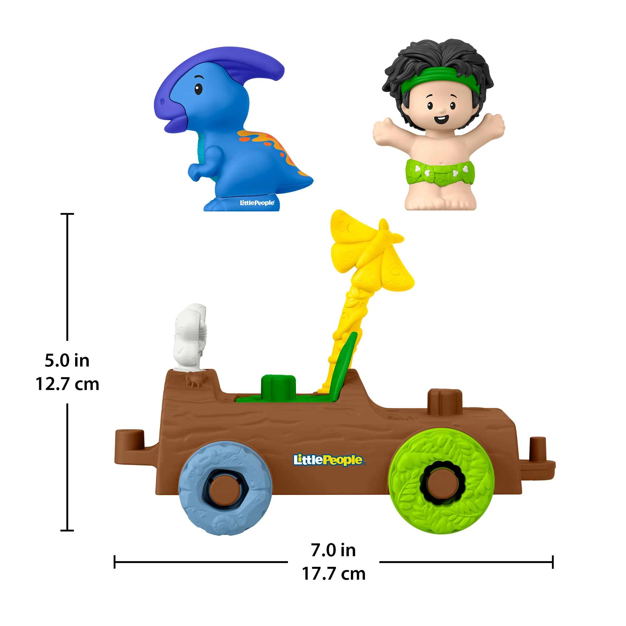 Fisher-Price Little People Dinosaur Parade Log Car & Figure Set Toddler Toy, 3 Pieces - Image 6