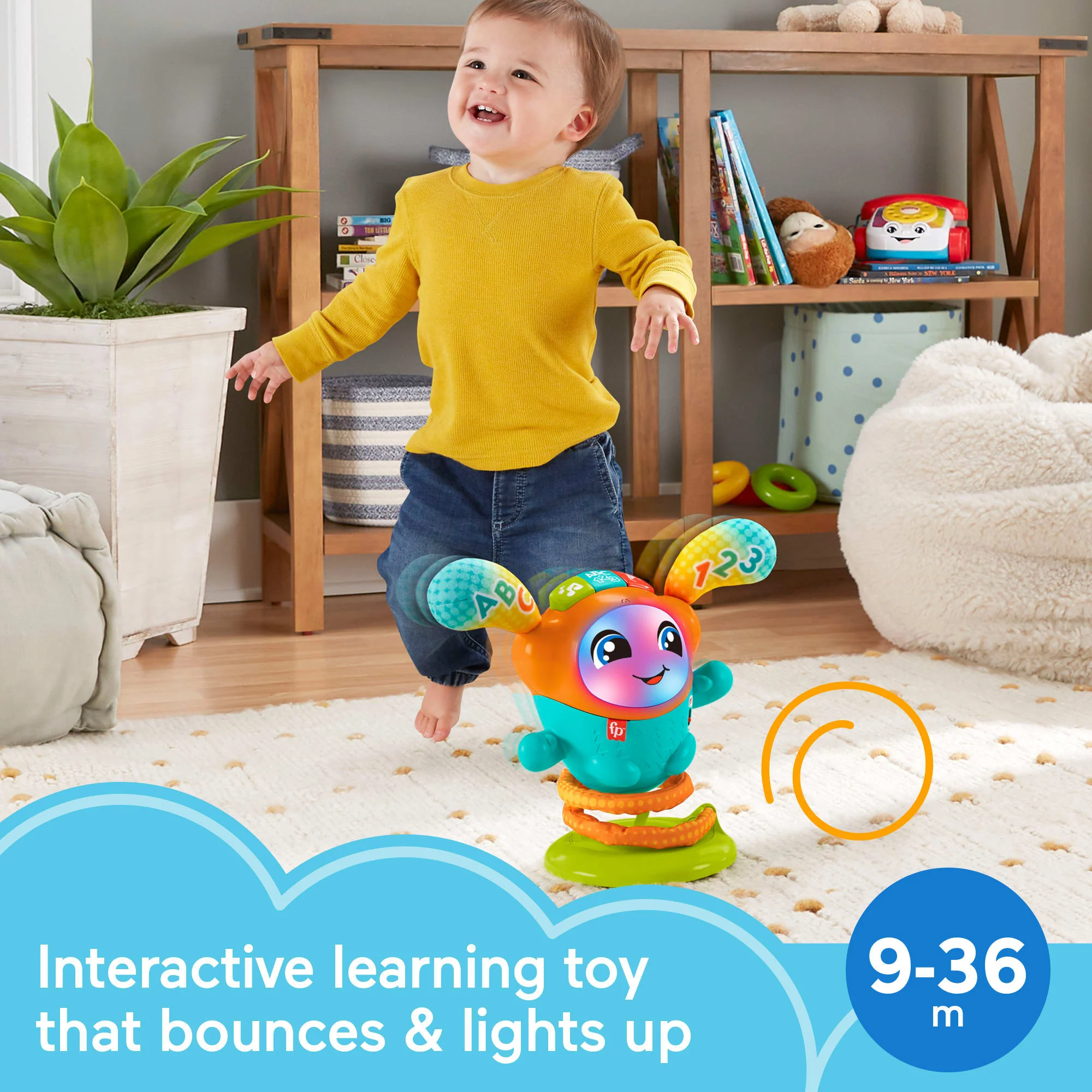 Fisher-Price DJ Bouncin’ Beats Electronic Baby & Toddler Learning Toy, Multilanguage Version - Image 2