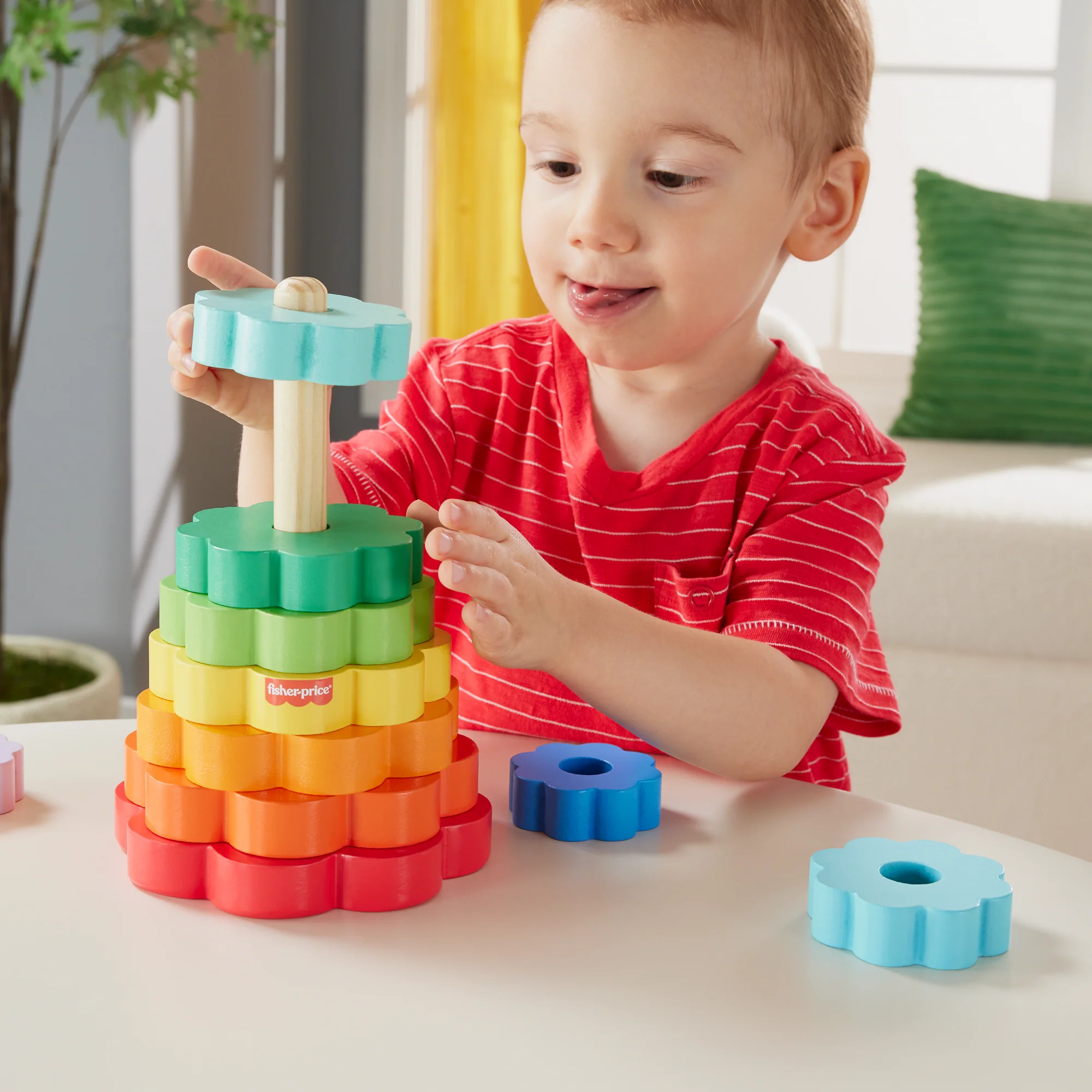 Fisher-Price Empileur D’Anneaux en Bois, Triage, 10 Éléments - Image 2