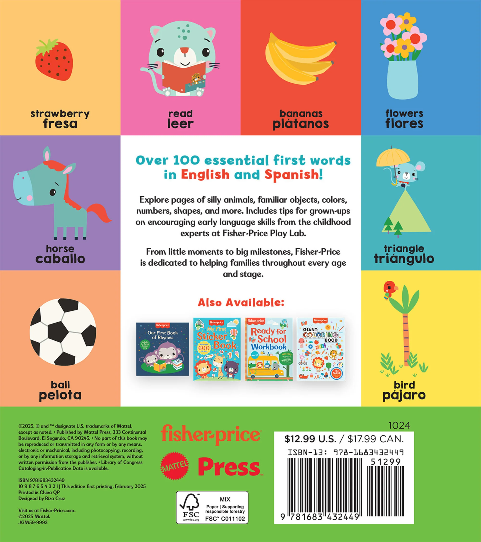 Fisher-Price First 100 Words (Primeras 100 Palabras) Board Book in English & Spanish - Image 2