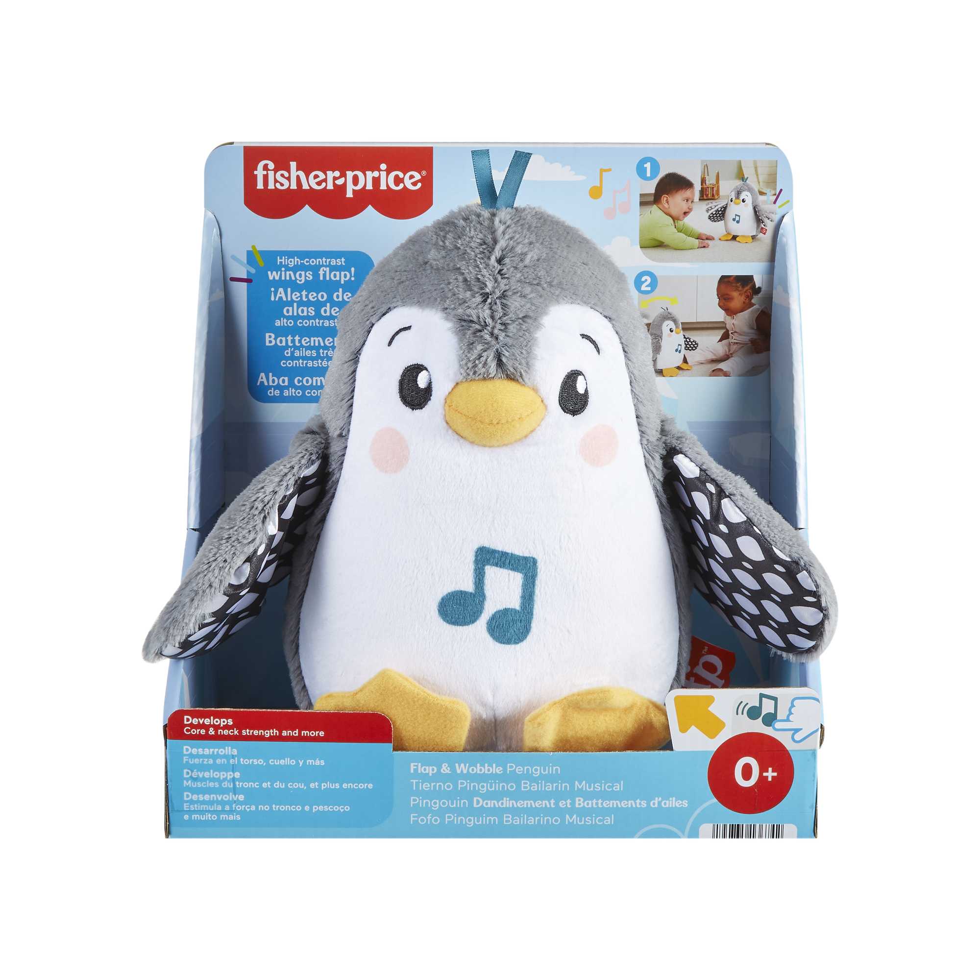Fisher-Price Plush Tummy Time Toy, Flap & Wobble Penguin, Newborn Musical Toy - Image 6