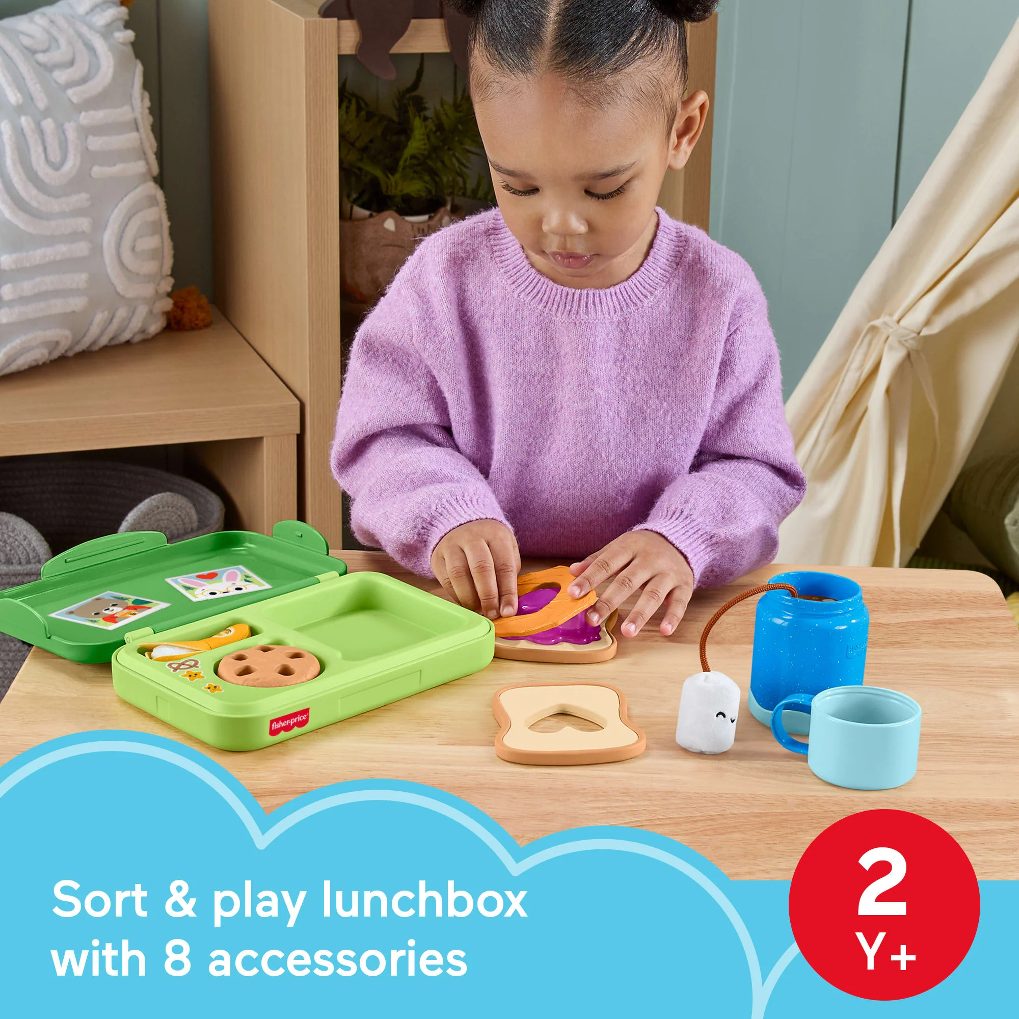 Fisher-Price Friendship Forest Activity Lunchbox, Pretend Food Play Toy For Toddlers, 9 Pieces - Image 2