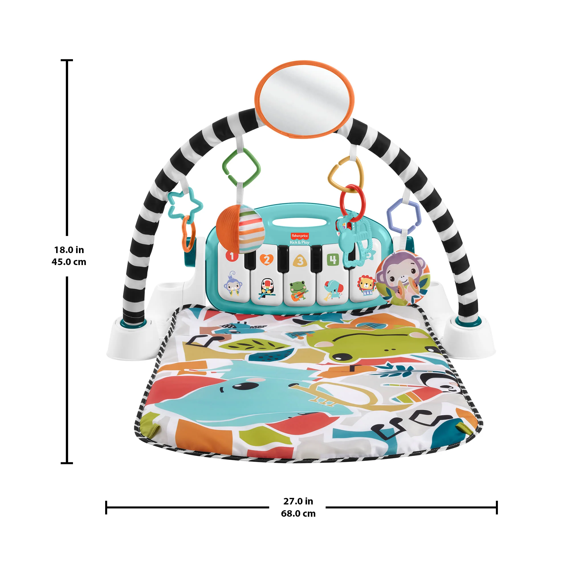 Fisher-Price Glow And Grow Kick & Play Piano Gym Baby Playmat With Musical Learning Toy, Blue - Image 6