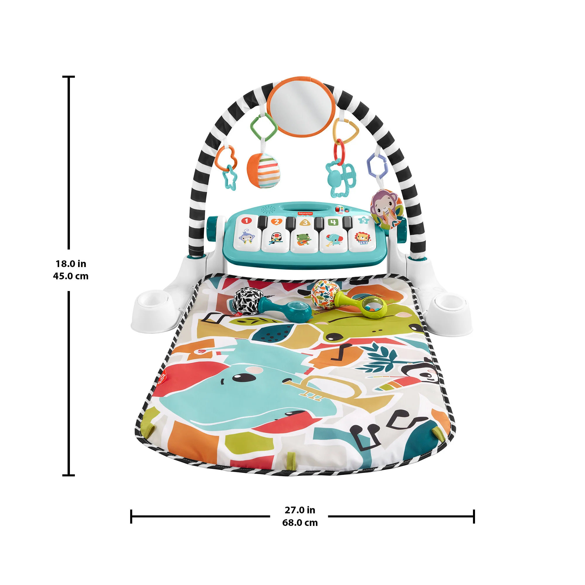 Fisher-Price Glow And Grow Kick & Play Piano Gym Baby Learning Toy With 2 Maracas, Blue - Image 6