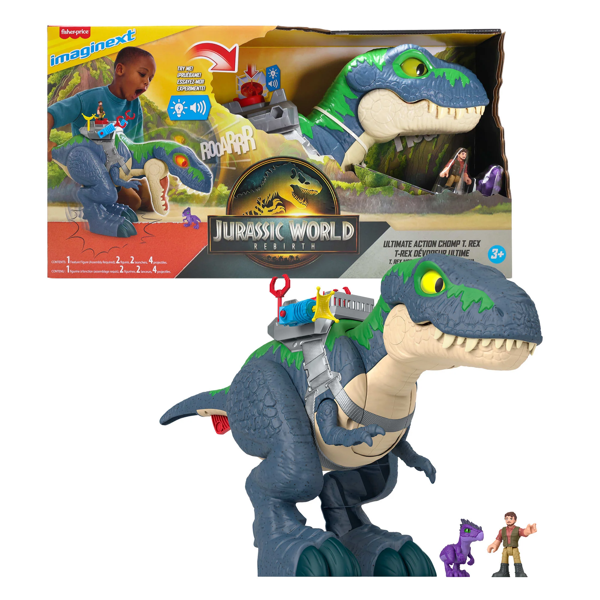 Fisher-Price Imaginext Jurassic World Rebirth Ultimate Action Chomp T. Rex Dino Toy & Action Figures - Image 6