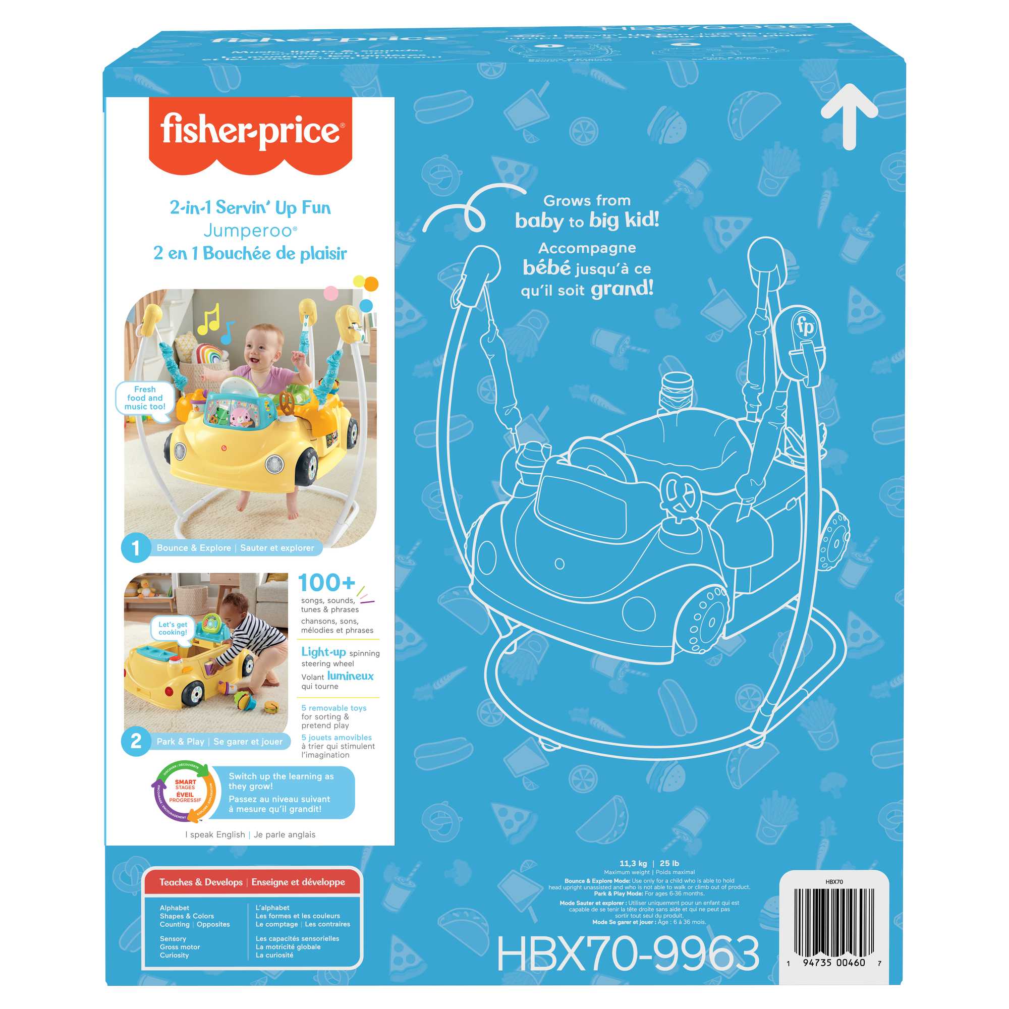 Fisher-Price  Jumperoo2 en 1Bouchée de Plaisir, Centre D’Activités - Image 6