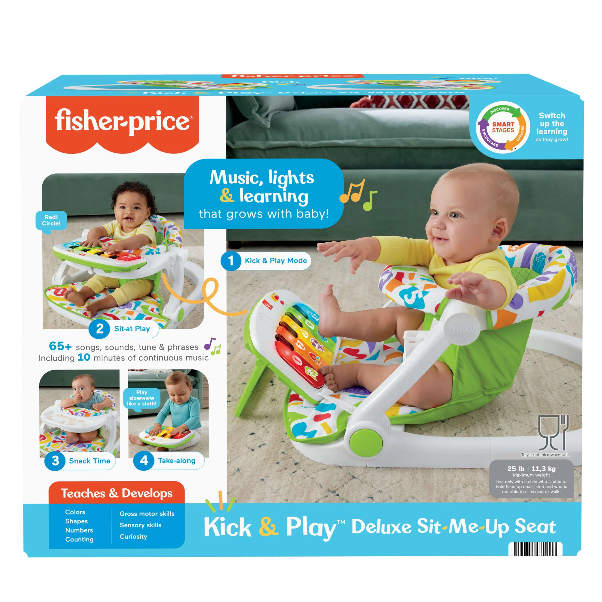 Fisher-Price Kick & Play Deluxe Sit-Me-Up Seat Portable Chair & Learning Toy For Baby & Toddler - Image 6