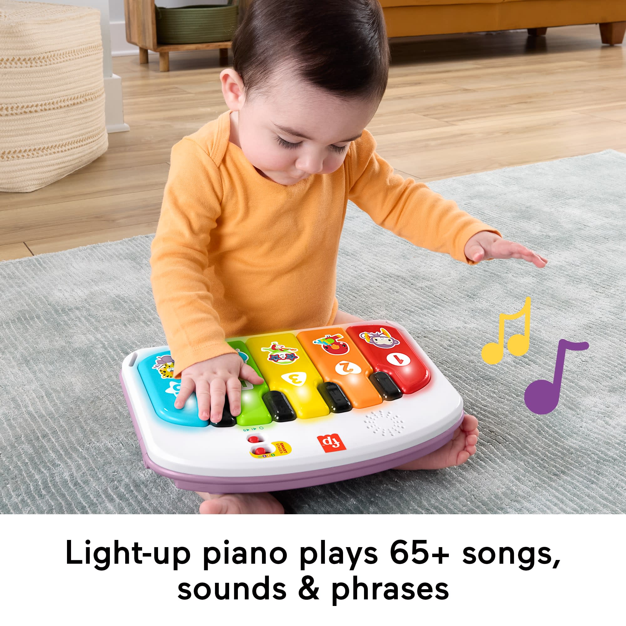 Fisher-Price Kick & Play Deluxe Sit-Me-Up Seat, Purple Monkey Baby Chair & Piano Learning Toy - Image 5