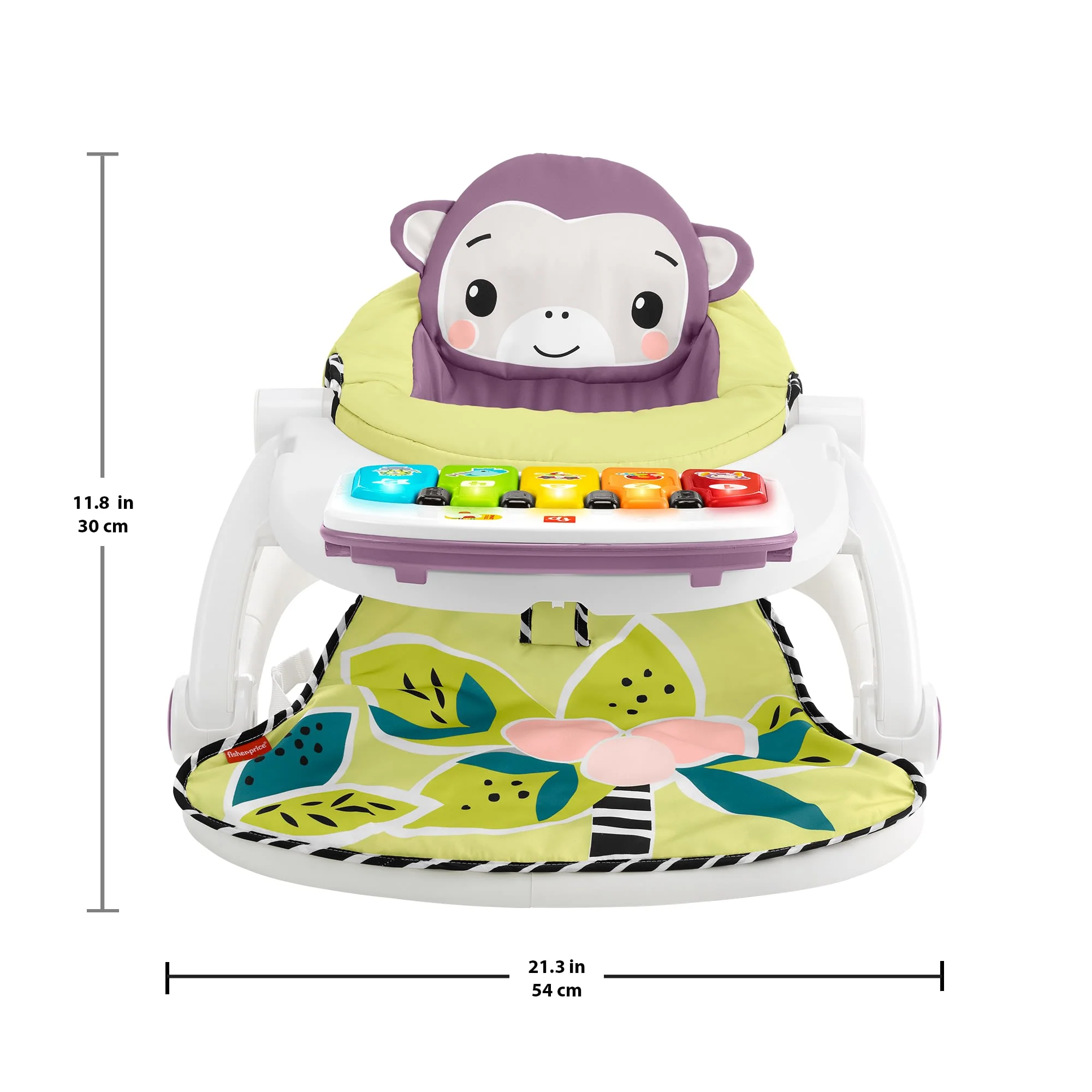 Fisher-Price Kick & Play Deluxe Sit-Me-Up Seat, Purple Monkey Baby Chair & Piano Learning Toy - Image 6