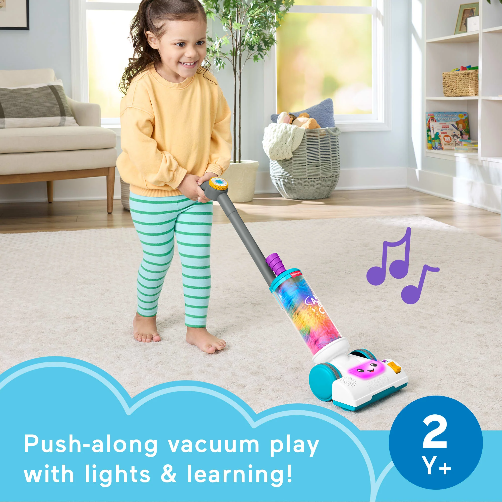 Fisher-Price Laugh & Learn 2-in-1 Vacuum Toddler Electronic Learning Toy With Lights & Music - Image 2