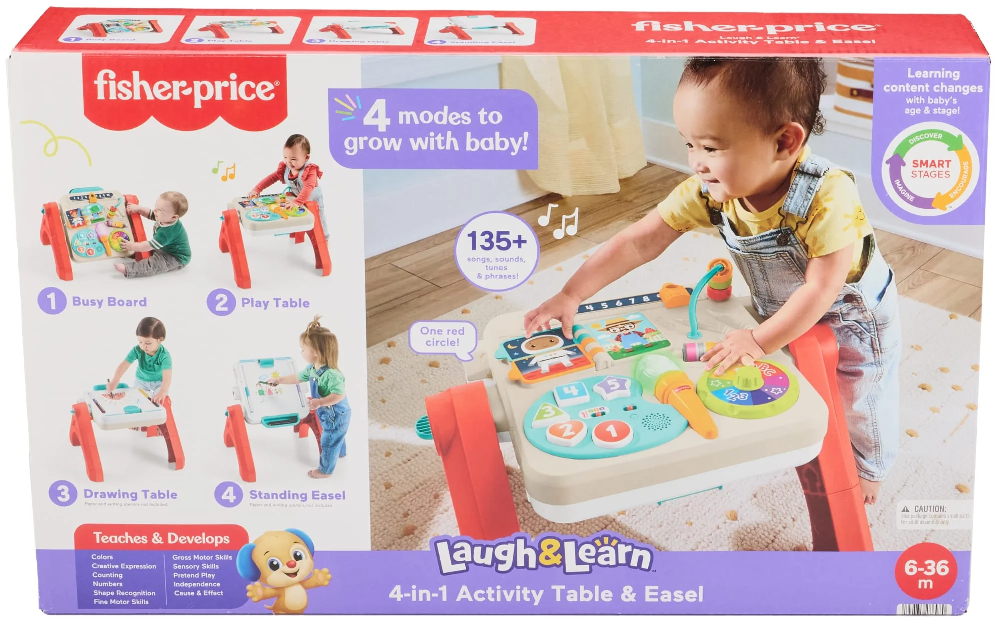 Fisher-Price Laugh & Learn 4-In-1 Activity Table & Easel, Electronic Learning Toy For Baby & Toddler - Image 6