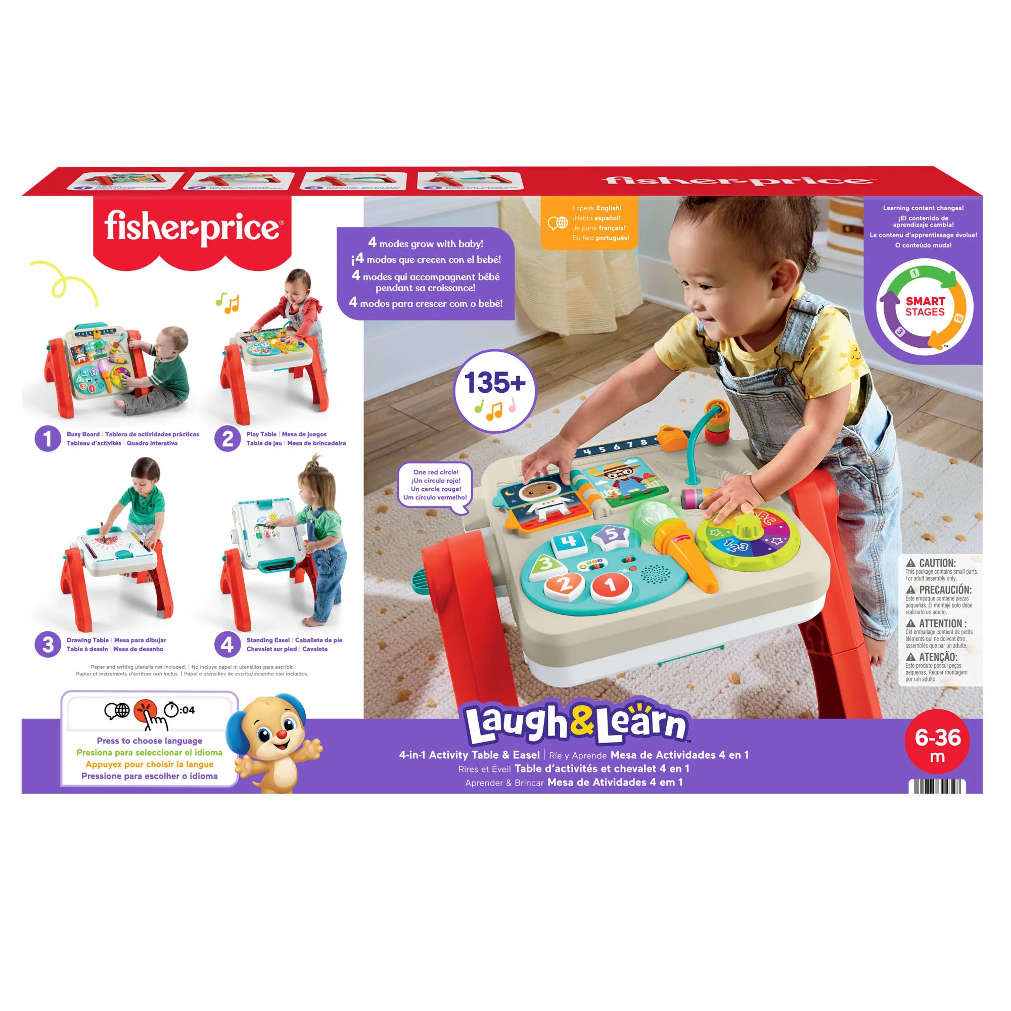 Fisher-Price 4-in-1 Activity Table & Easel, Baby & Toddler Electronic Learning Toy, Multilanguage Version - Image 6