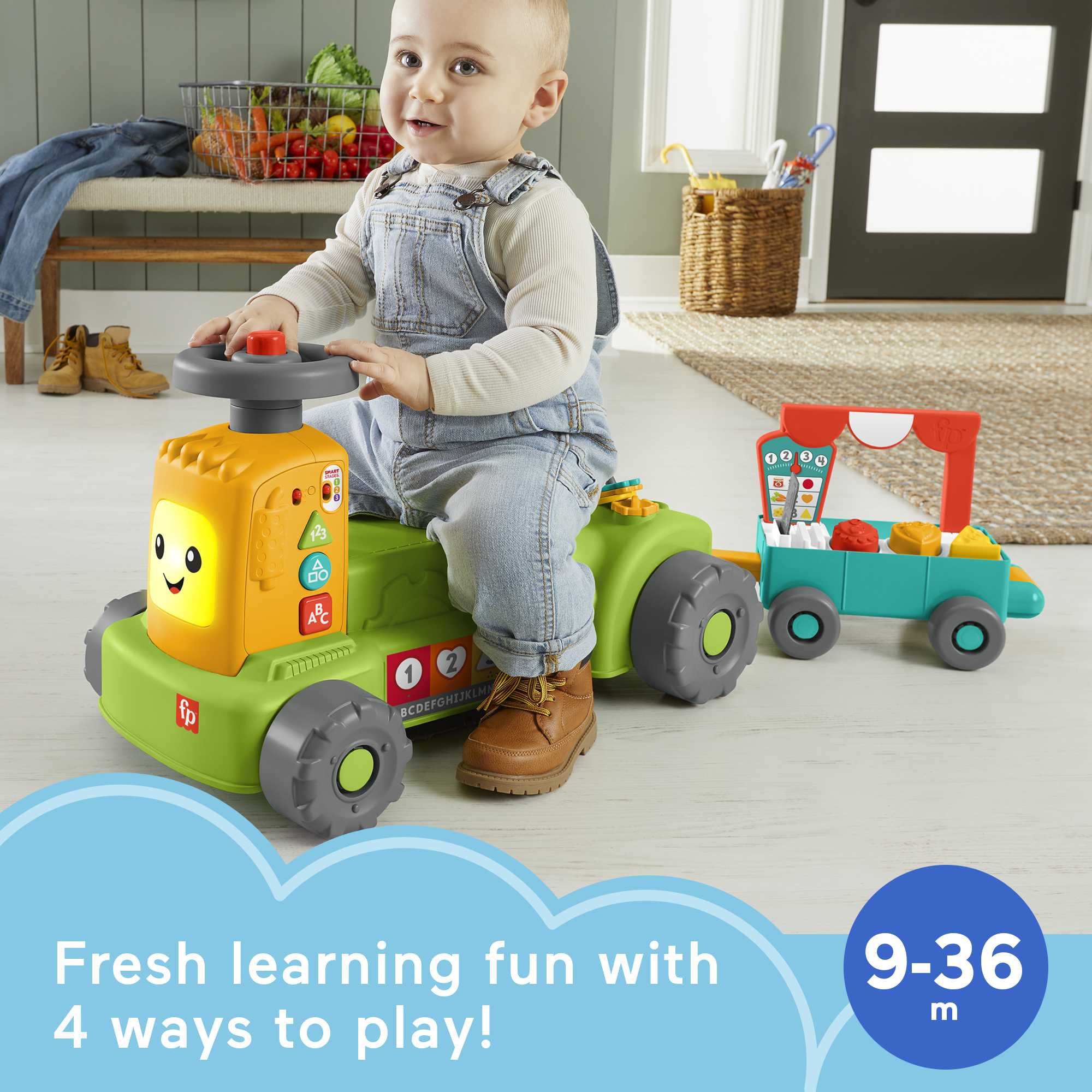 Fisher-Price Laugh & Learn 4-In-1 Farm To Market Tractor Ride-On Learning Toy, Multilanguage Version - Image 2