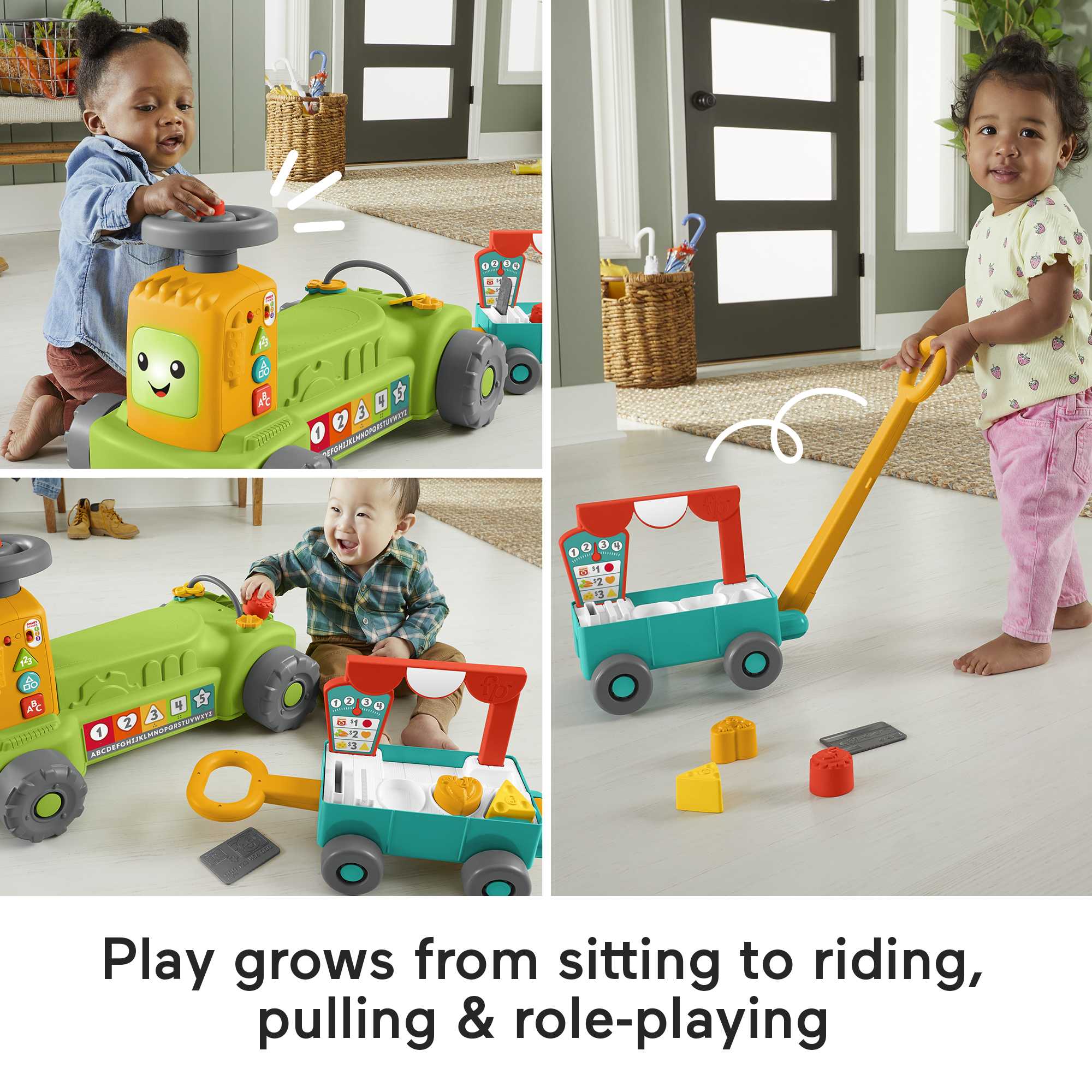 Fisher-Price Laugh & Learn 4-In-1 Farm To Market Tractor Ride-On Learning Toy, Multilanguage Version - Image 3