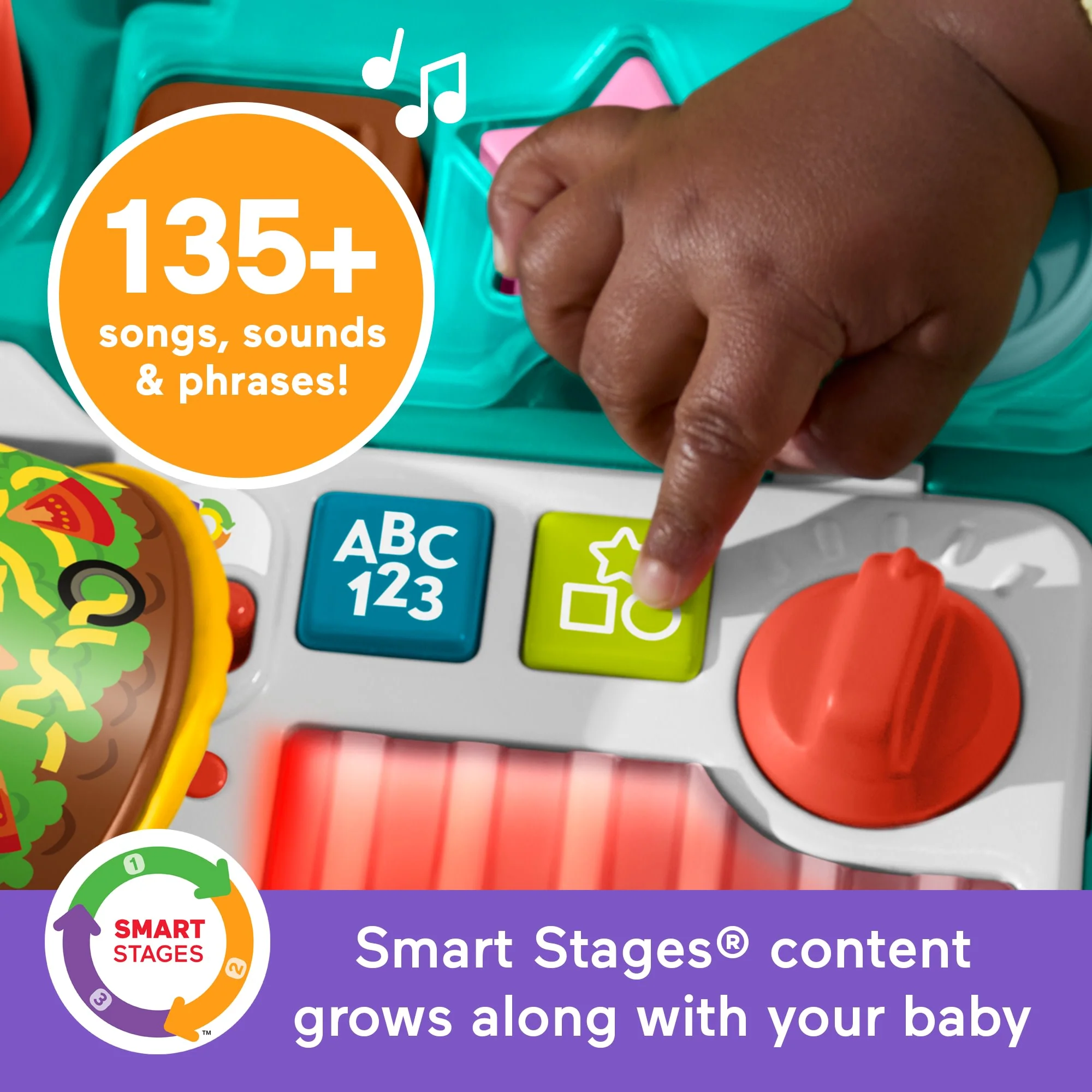 Fisher-Price Laugh & Learn 4-in-1 Snack Cart Walker Baby & Toddler Learning Toy, 14 Play Pieces, Multilanguage Version - Image 3