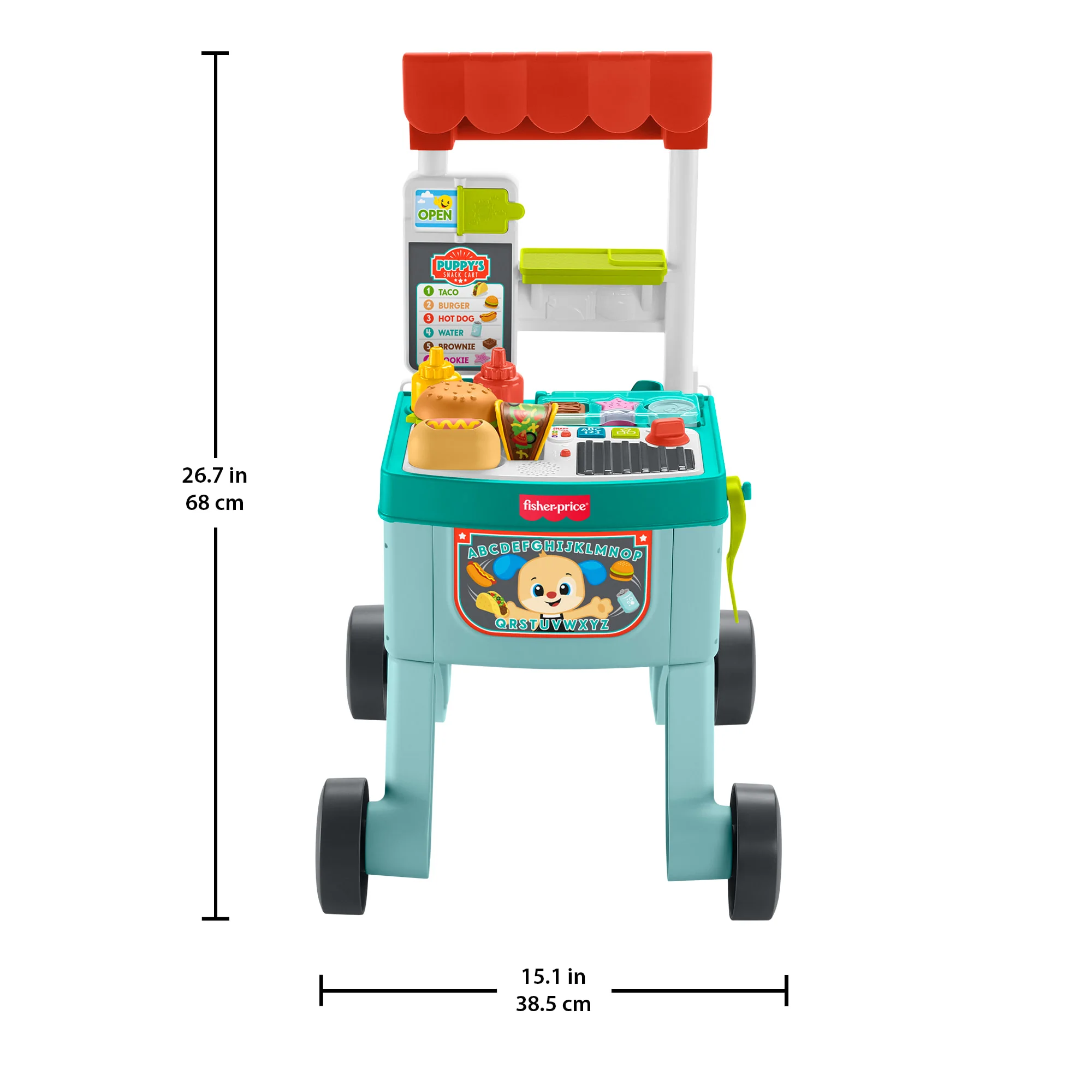 Fisher-Price Laugh & Learn 4-In-1 Snack Cart Push Walker Baby & Toddler Learning Toy, 14 Play Pieces, Multilanguage Version - Image 6