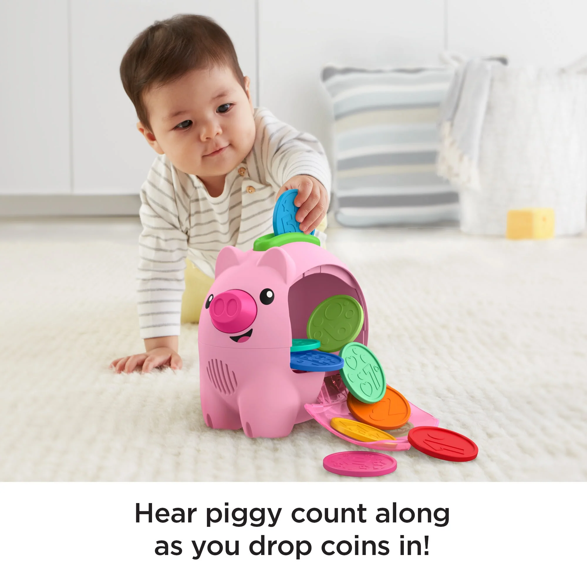 Fisher-Price Laugh & Learn Count & Rumble Piggy Bank Baby & Toddler Toy With Music & Motion - Image 4