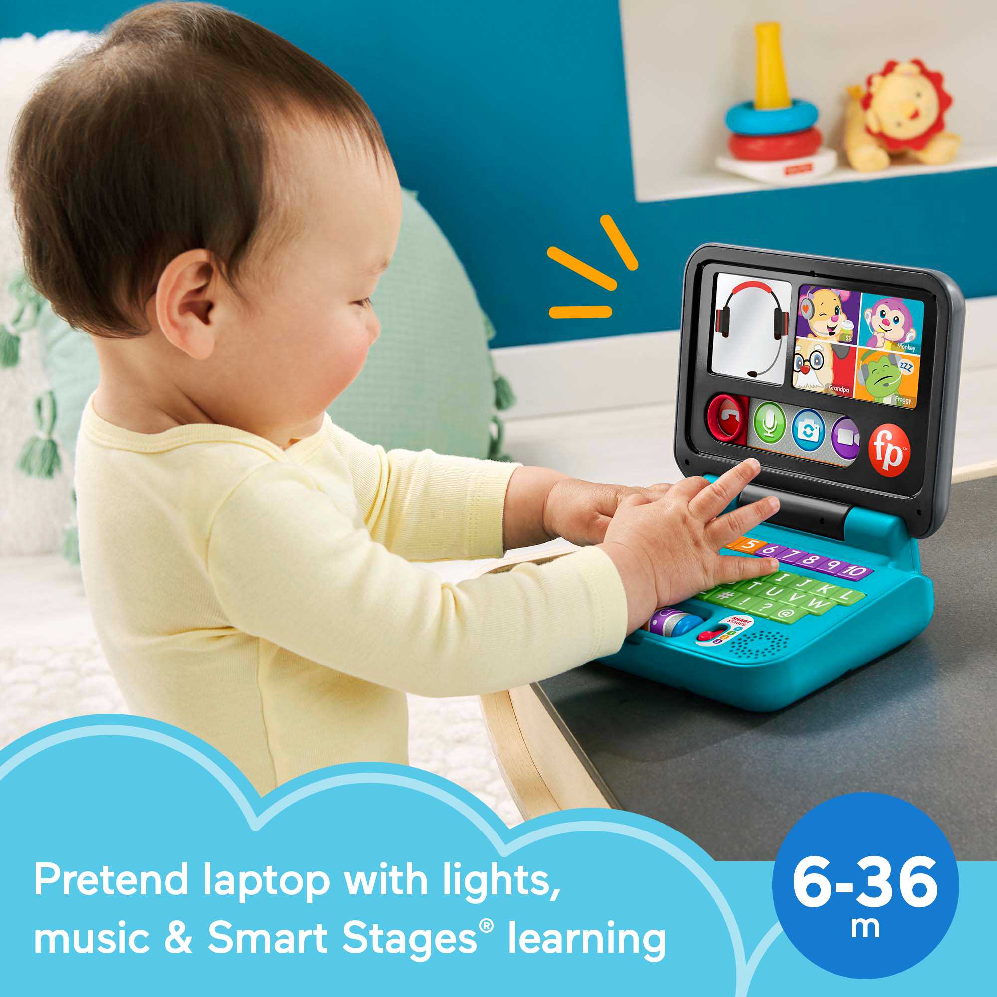 Fisher-Price Laugh & Learn Let's Connect Laptop Electronic Baby Toy - French Version - Image 2