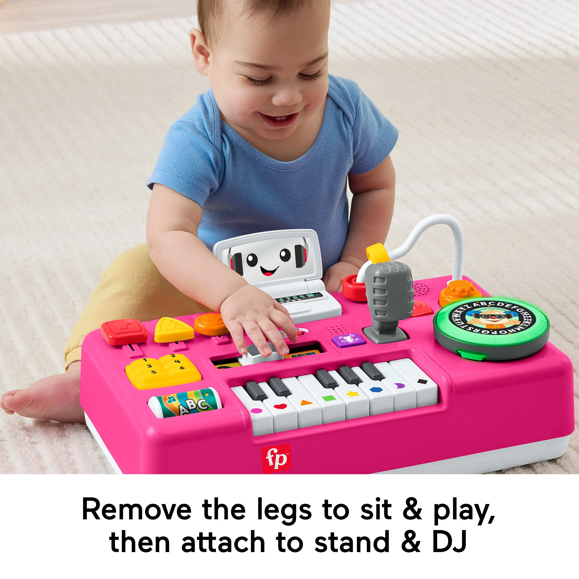 Fisher-Price Laugh & Learn Mix & Learn DJ Table, Baby & Toddler Musical Learning Toy, Pink - Image 4
