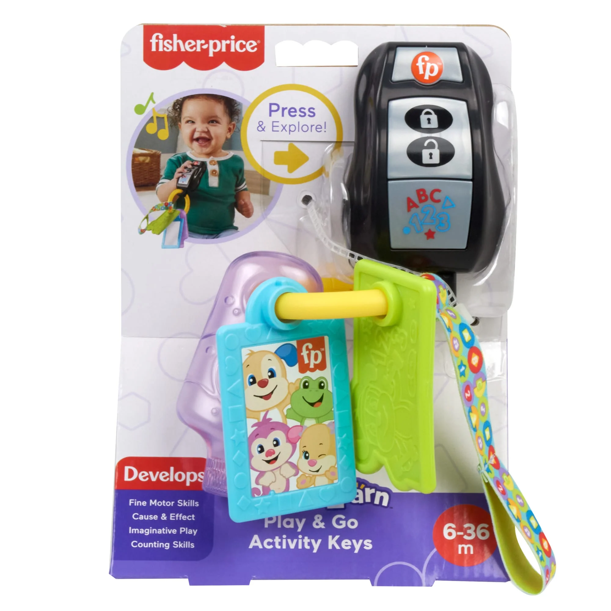 Fisher-Price Laugh & Learn Play & Go Activity Keys Baby & Toddler Musical Learning Toy, Multilanguage Version - Image 6