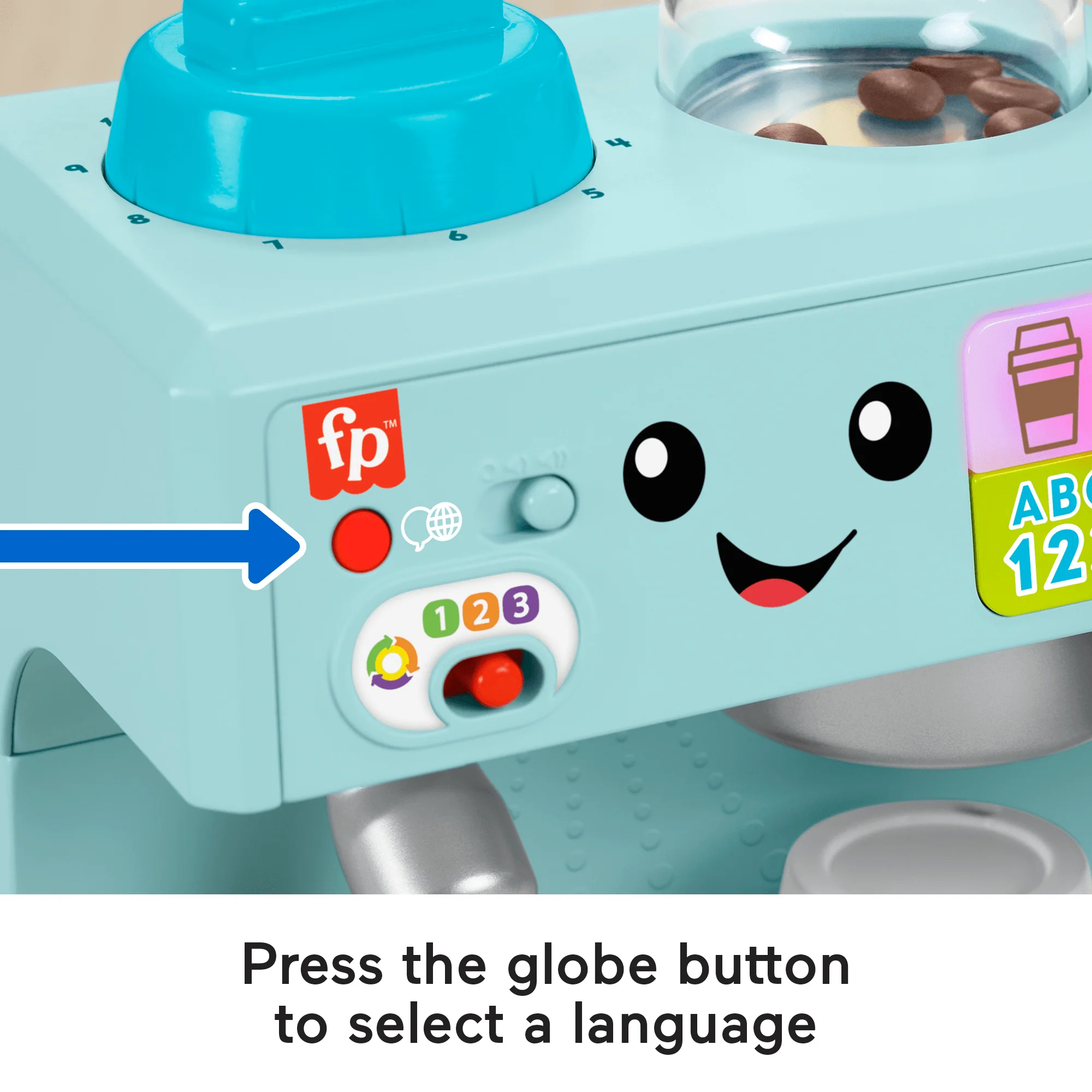Fisher-Price Laugh & Learn Learn & Serve Coffee Café Toddler Electronic Toy, 10 Play Pieces, Multilanguage Version - Image 3
