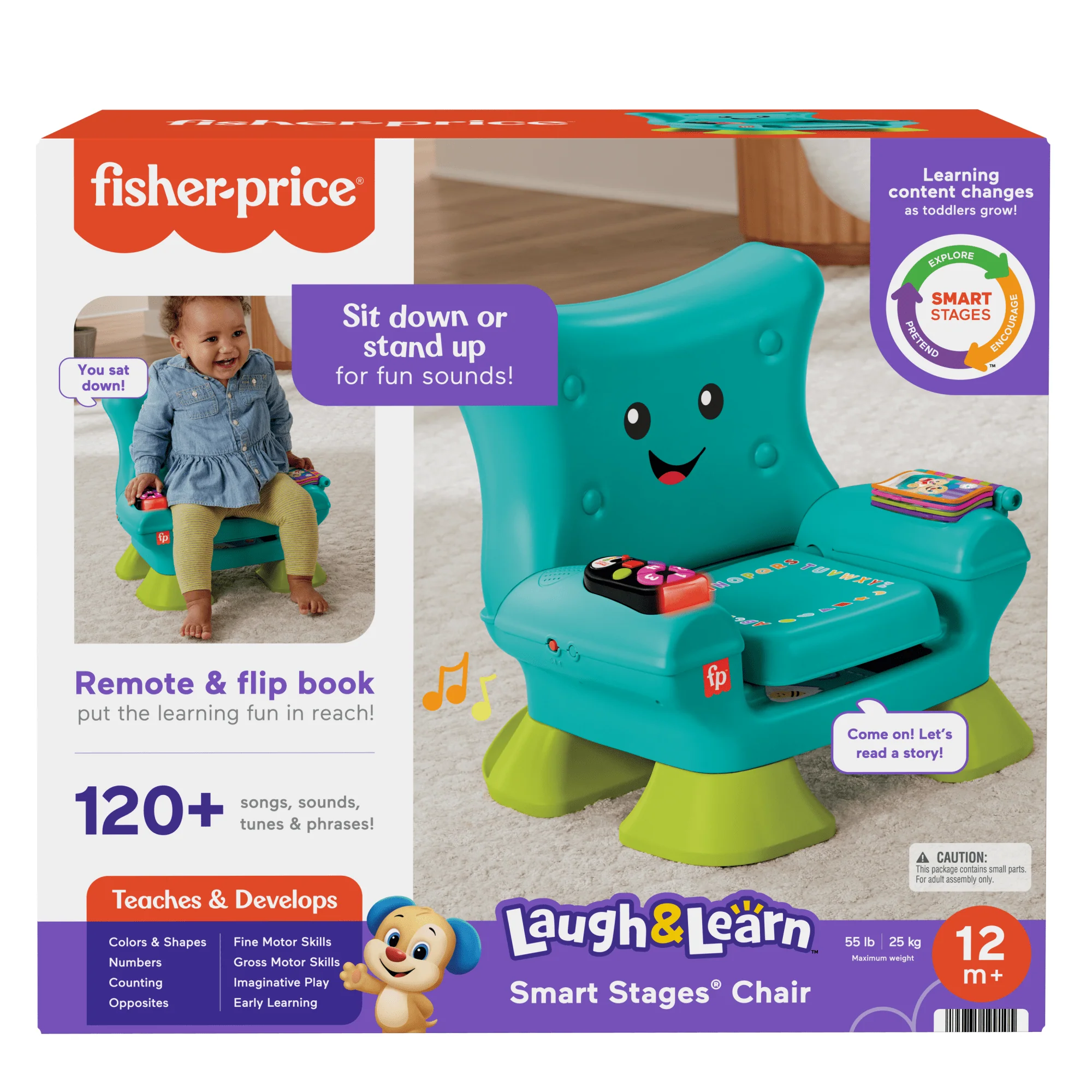 Fisher-Price Laugh & Learn Smart Stages Chair Teal Electronic Learning Toy For Toddlers, Multilanguage Version - Image 5