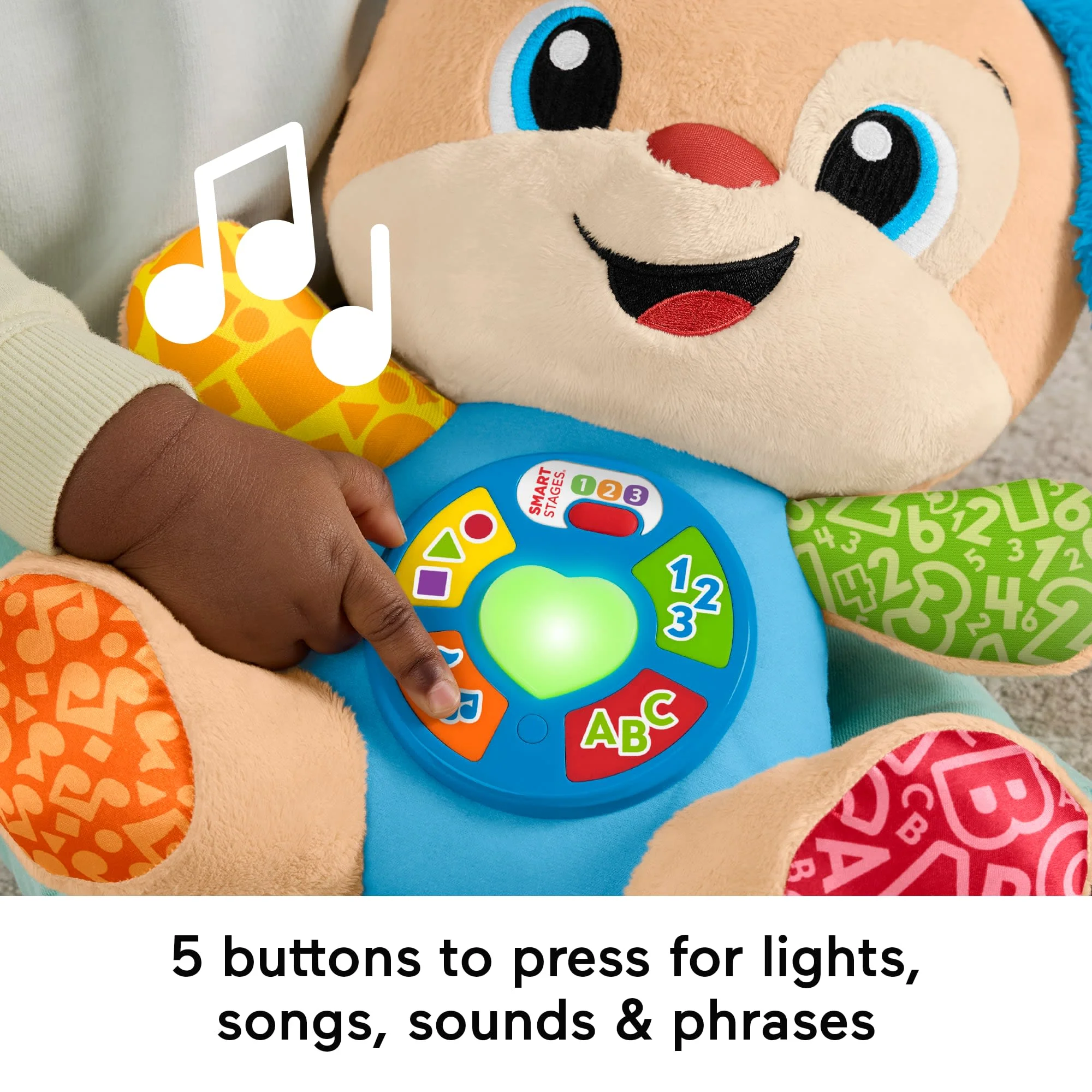 Fisher-Price Laugh & Learn Smart Stages Puppy Plush Baby Musical Learning Toy, Multilanguage Version - Image 4
