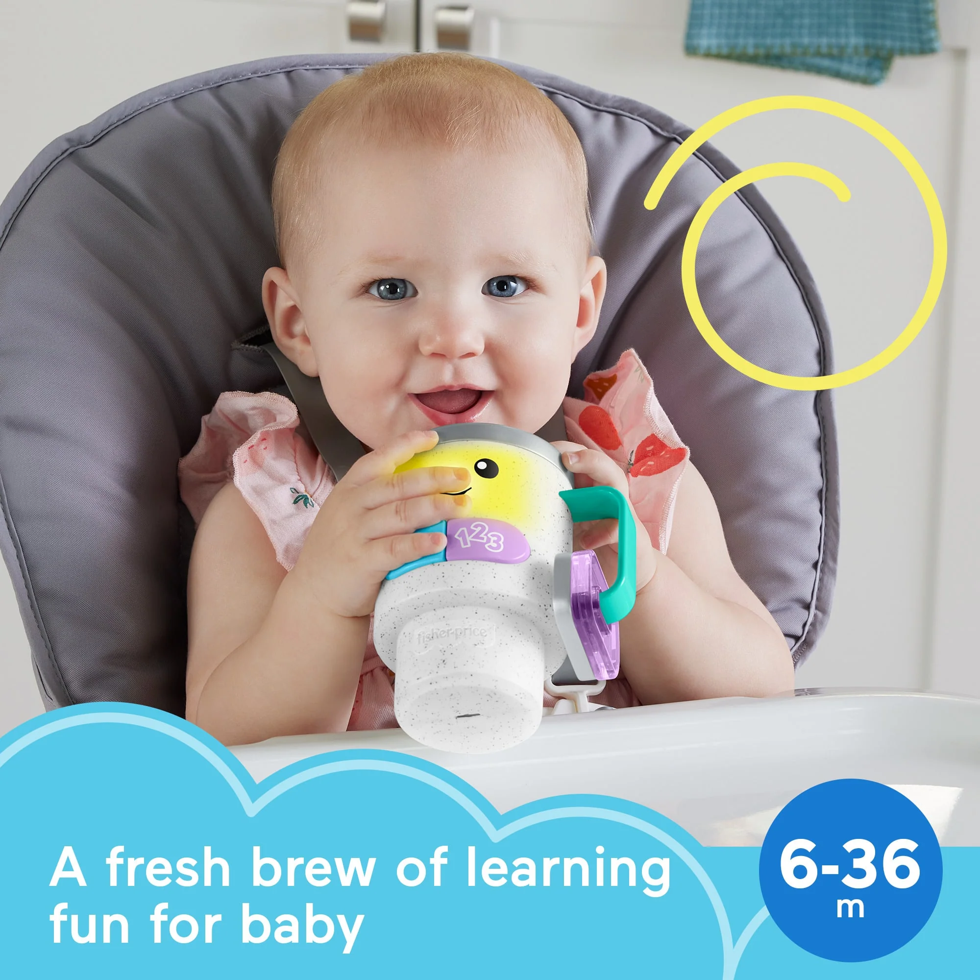 Fisher-Price Laugh & Learn Wake Up & Learn Coffee Mug Baby & Toddler Toy With Music & Lights - Image 2