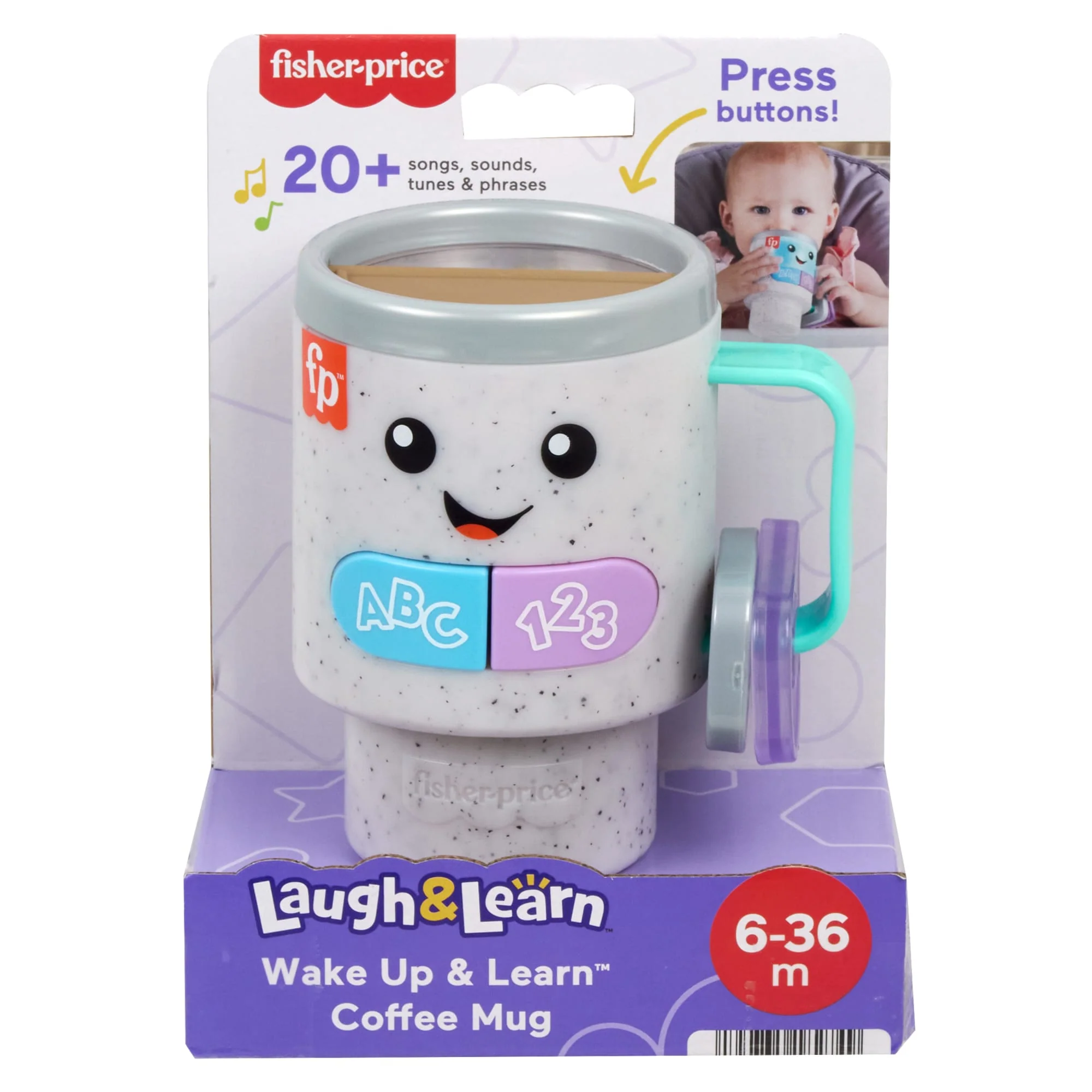 Fisher-Price Laugh & Learn Wake Up & Learn Coffee Mug Baby & Toddler Toy With Music & Lights - Image 6