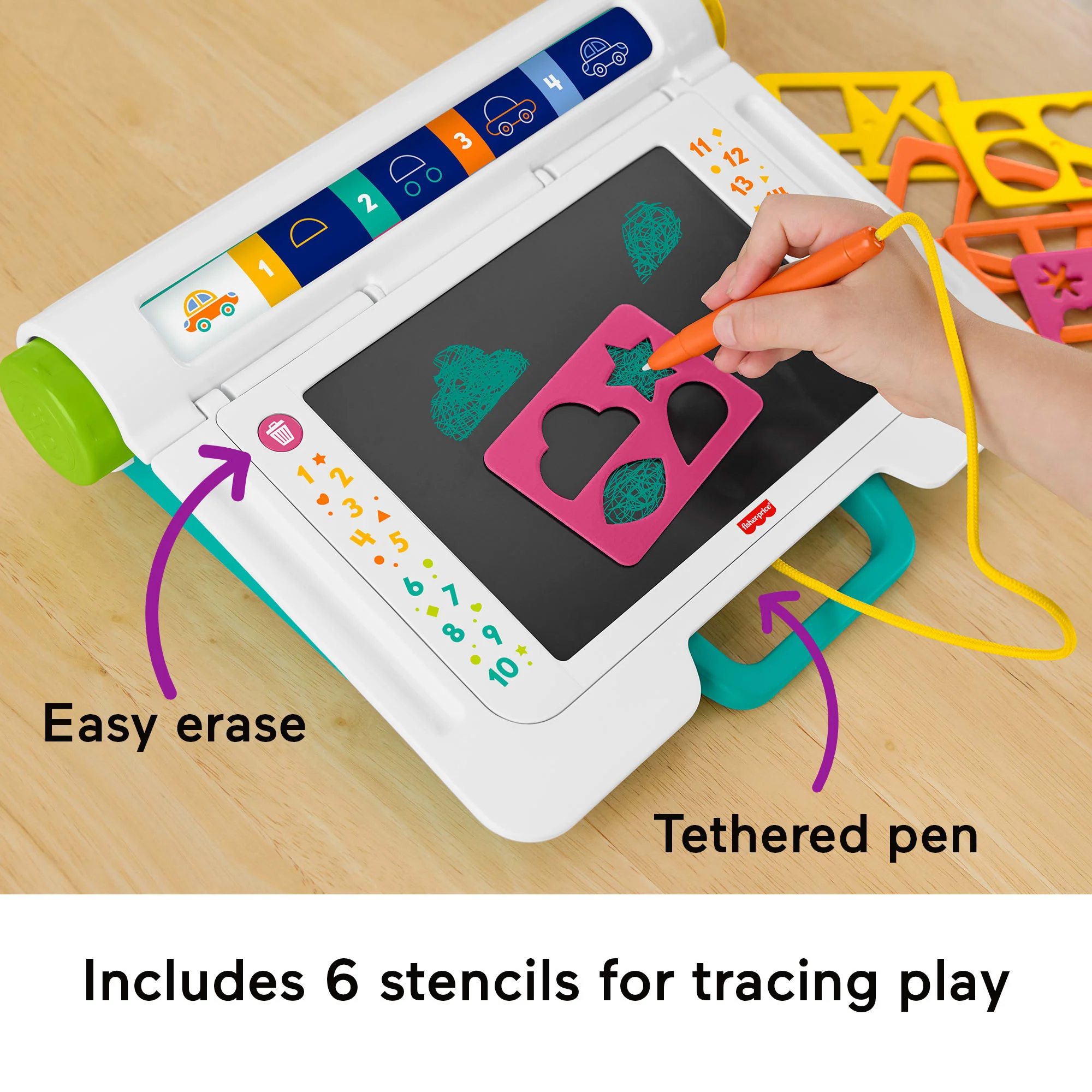 Fisher-Price Learn & Doodle Desk, Mess-Free Writing & Drawing Tablet With Lcd Screen For Kids - Image 3
