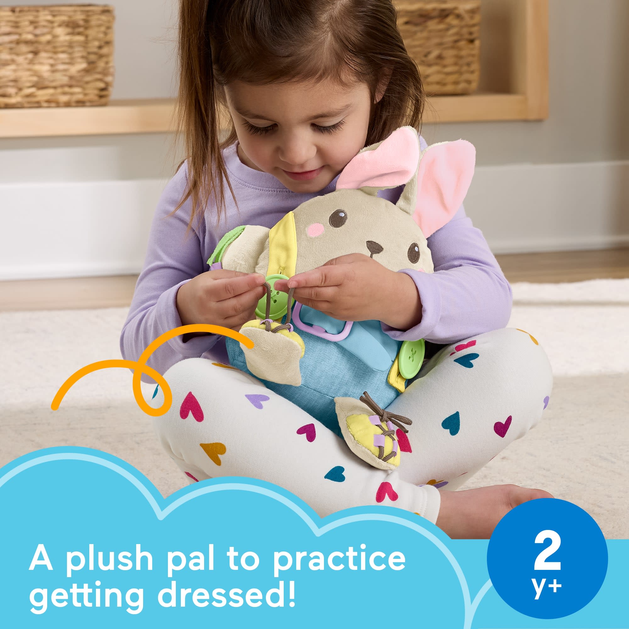 Fisher-Price Learn To Dress Bunny Plush Animal Doll Educational Activity Toy For Toddlers - Image 2