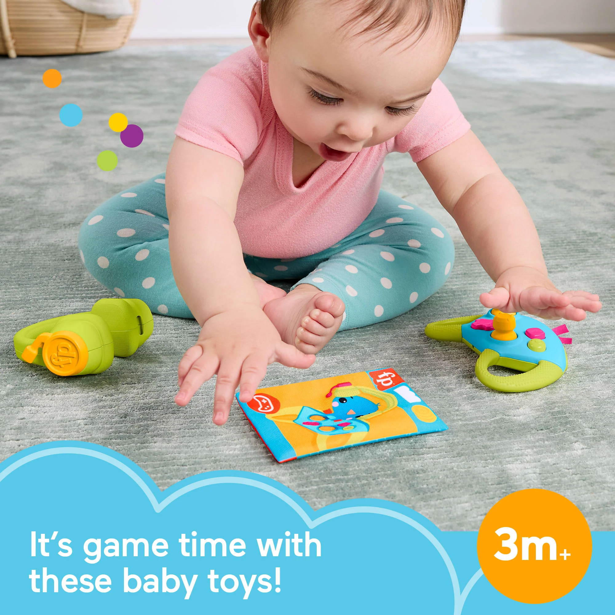 Fisher-Price Level-Up Little Gamer Gift Set, 3 Developmental Baby Toys For Newborns - Image 2