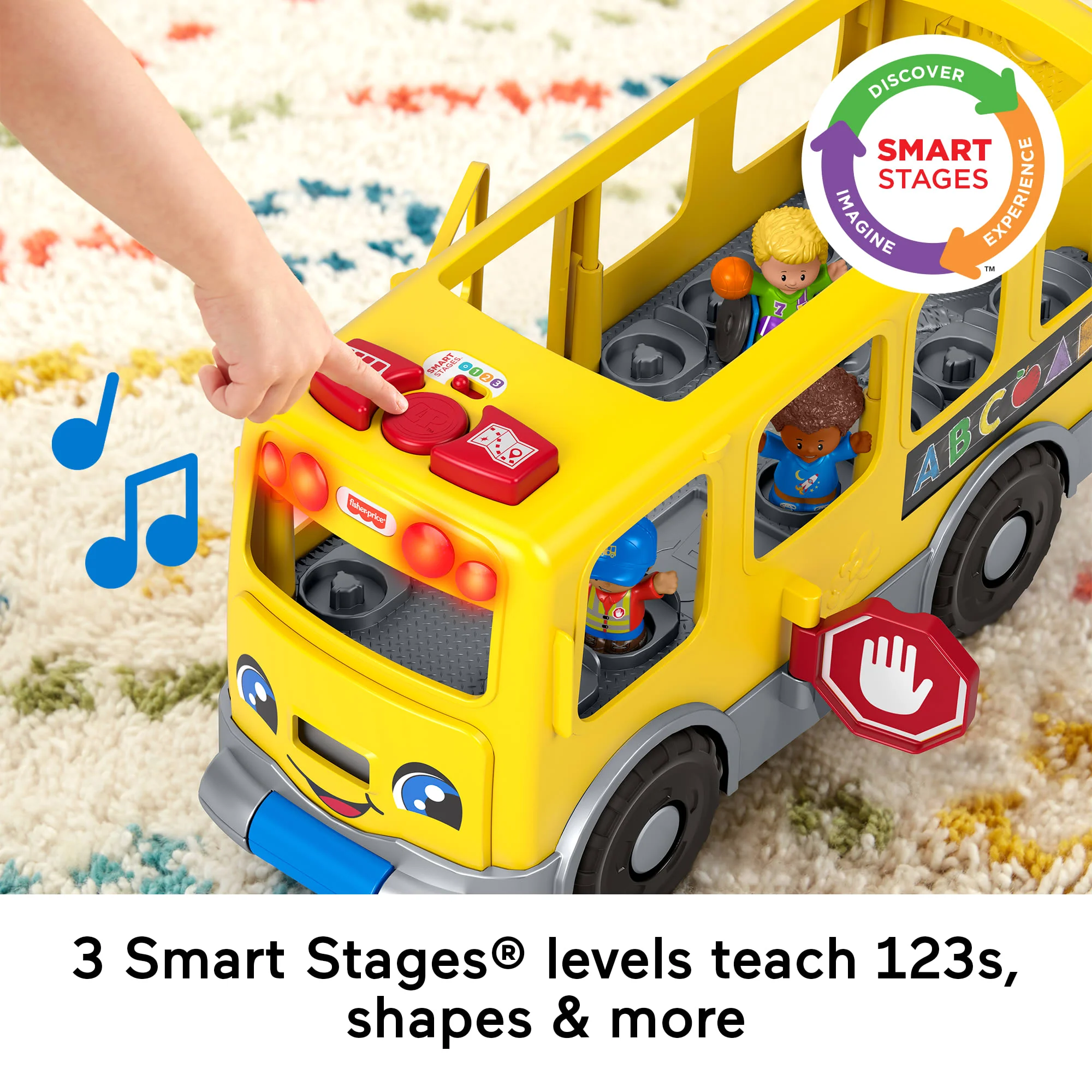 Fisher-Price Little People Big Yellow School Bus & Community Heroes Figures, Musical Toddler Toy - Image 3