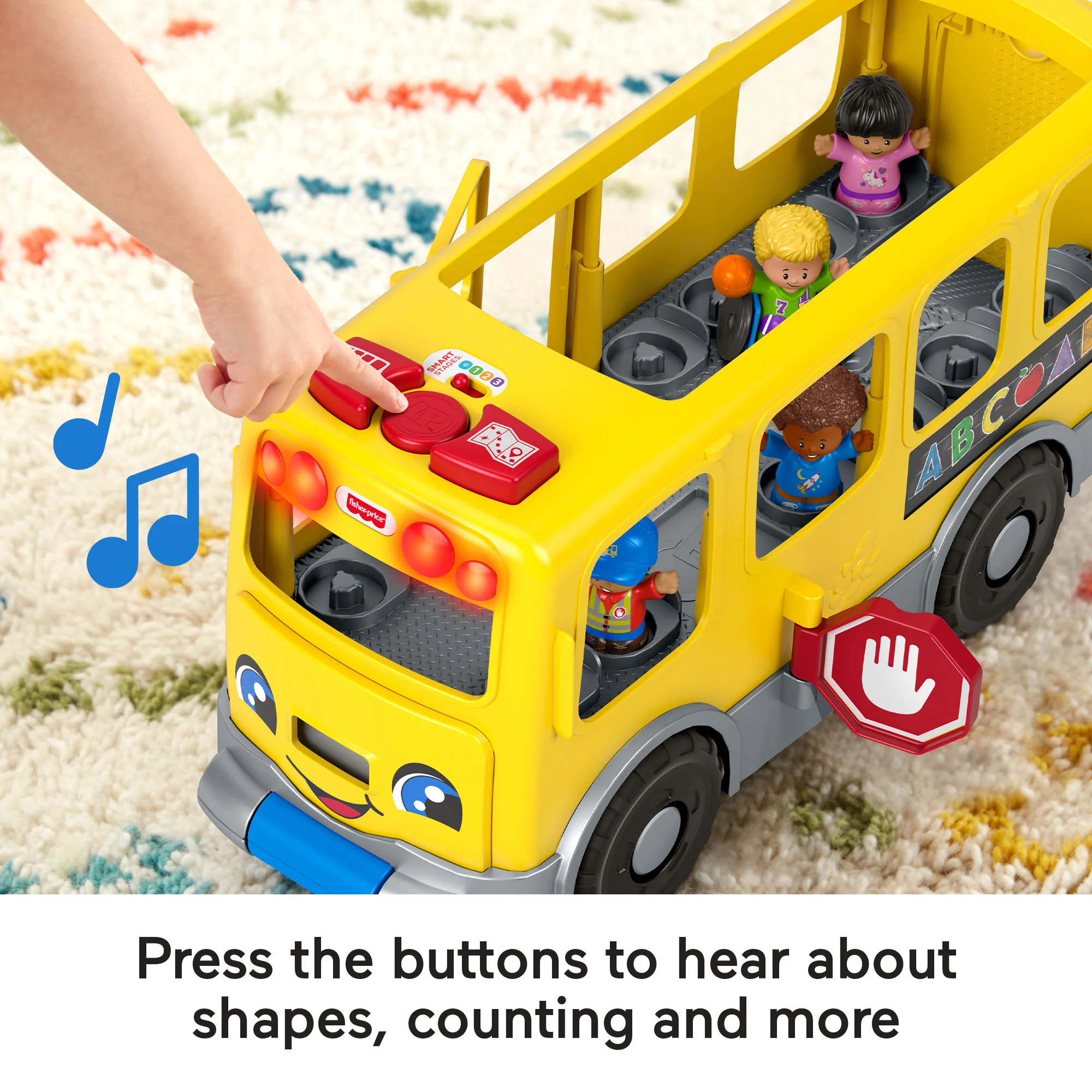 Fisher-Price Little People Big Yellow School Bus Pull-Along Toddler Learning Toy, Multilanguage Version - Image 3