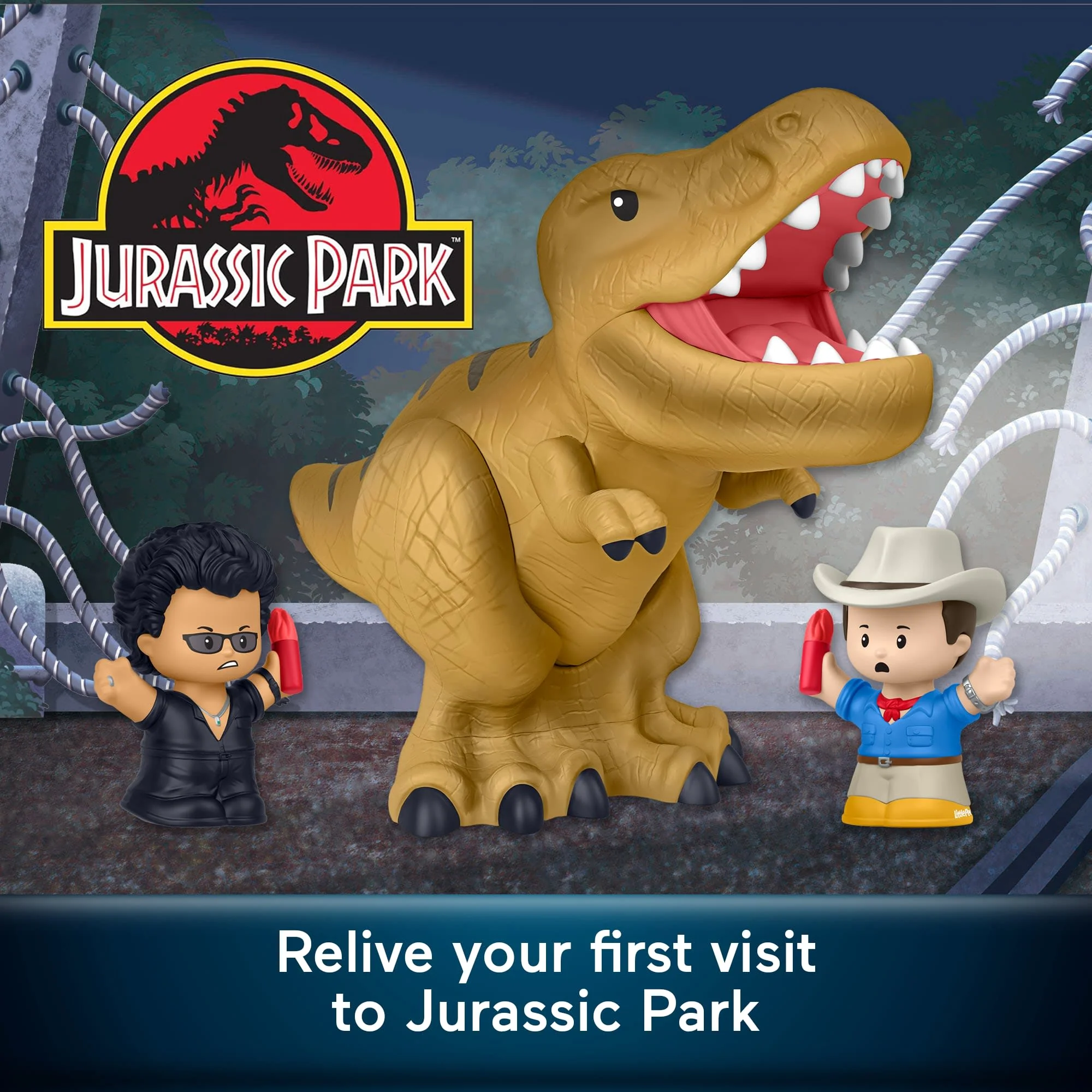 Little People Collector Jurassic Park Special Edition Set With Dinosaur For Movie Fans, 3 Figures - Image 2