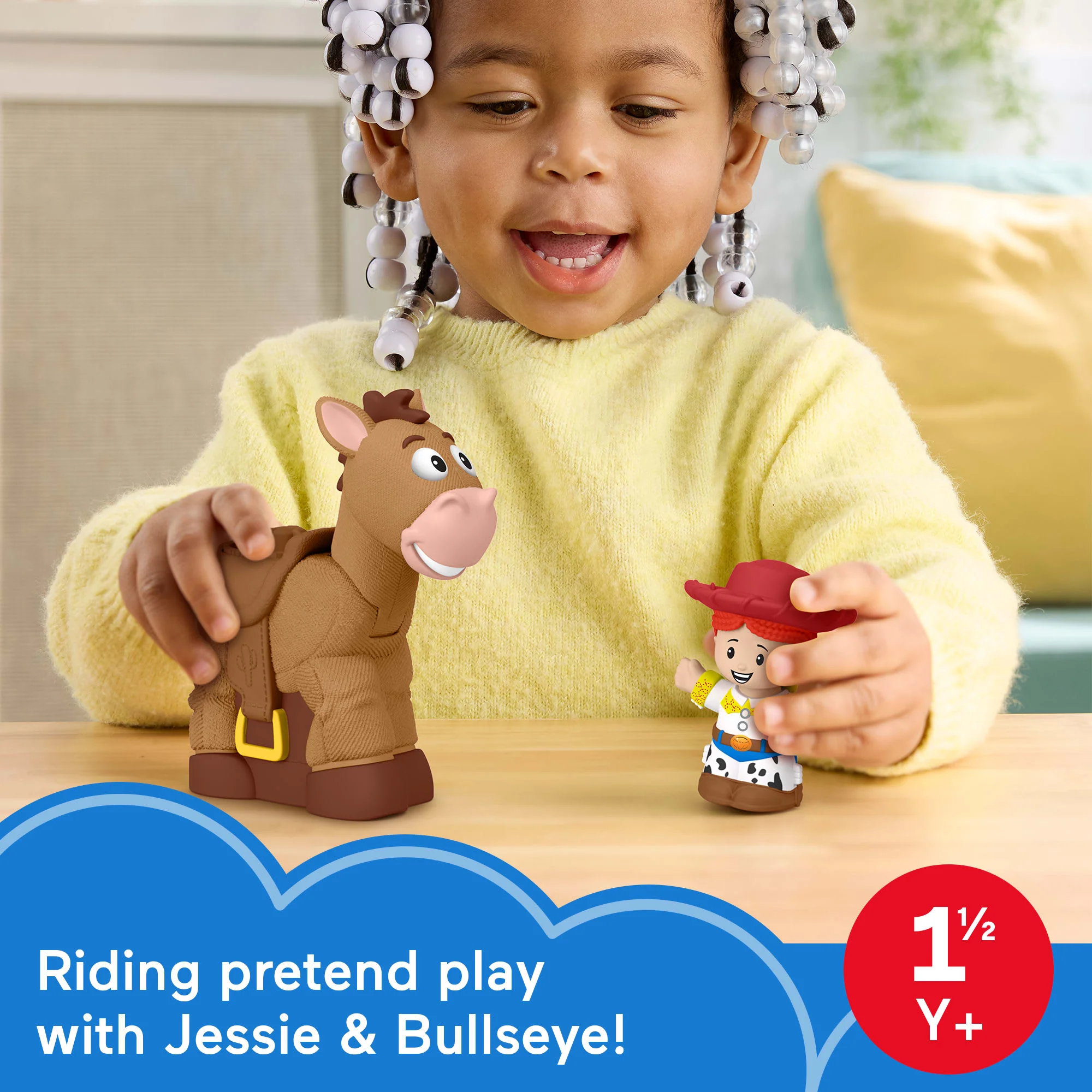 Fisher-Price Little People Disney Pixar Toy Story Bobbin’ Bullseye & Jessie, Toddler Figure Set - Image 2