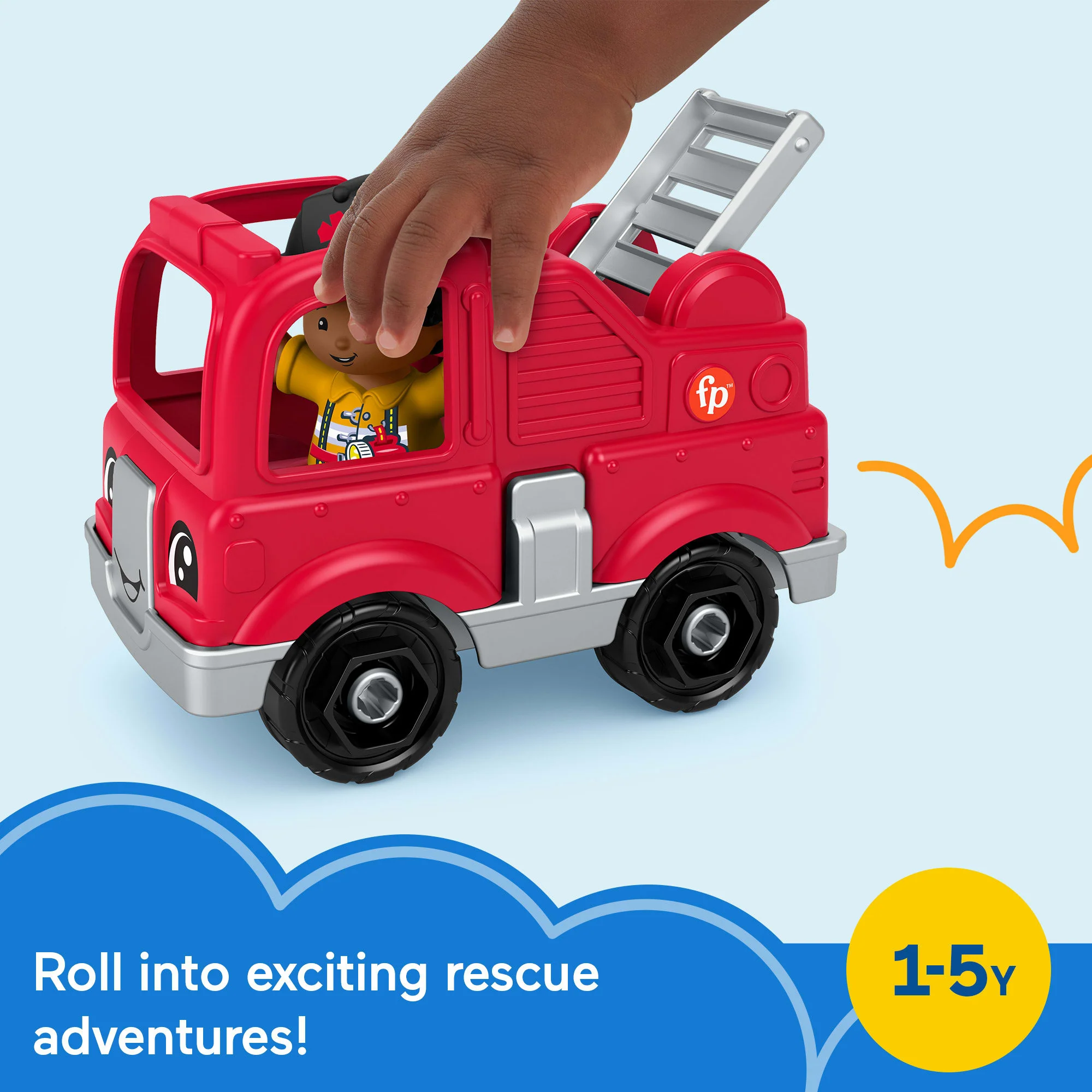 Fisher-Price Little People Toy Firetruck & Firefighter Figure Set For Toddlers, 2 Pieces - Image 2