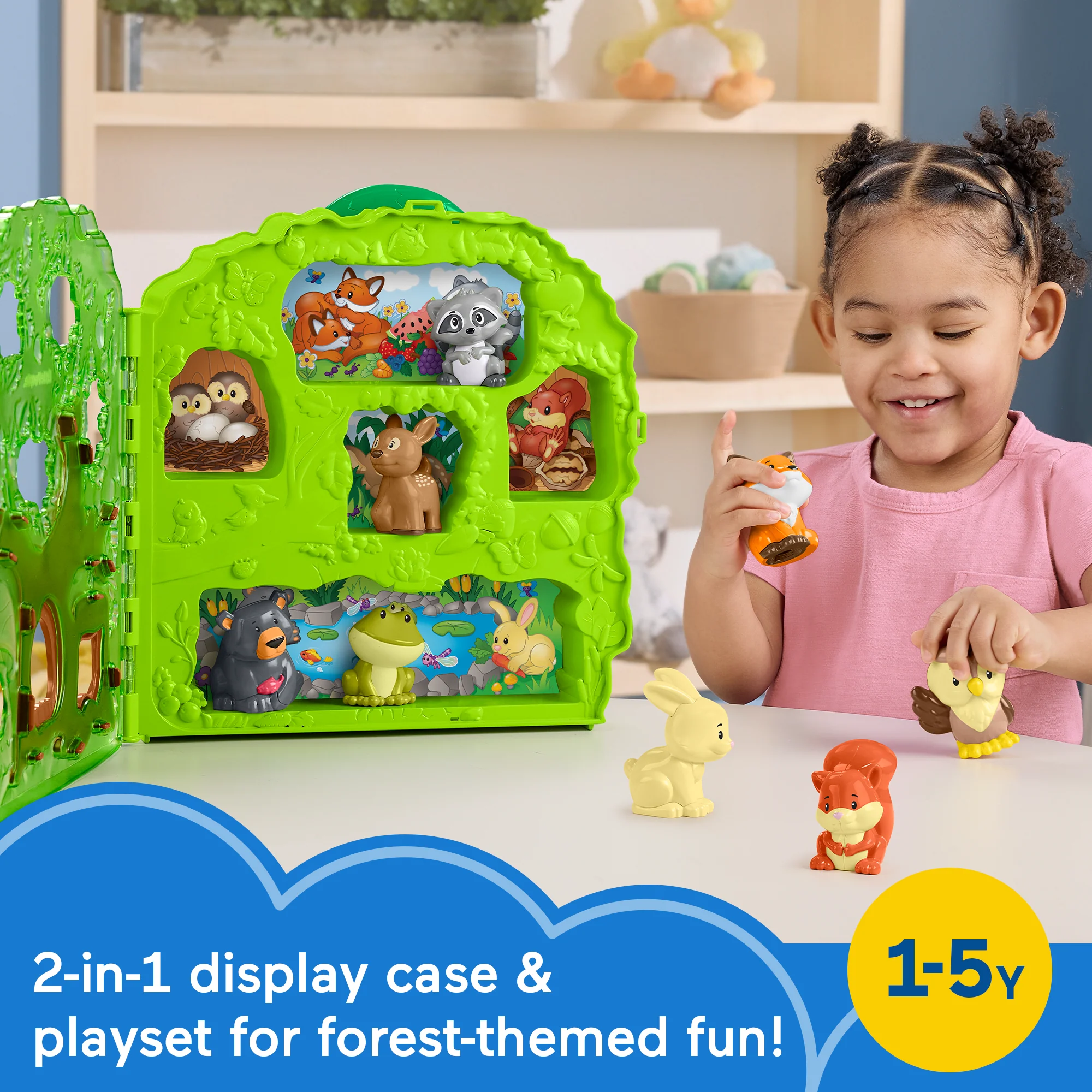 Fisher-Price Little People Forest Friends Carry Case Toddler Playset With Figures, 9 Pieces - Image 2