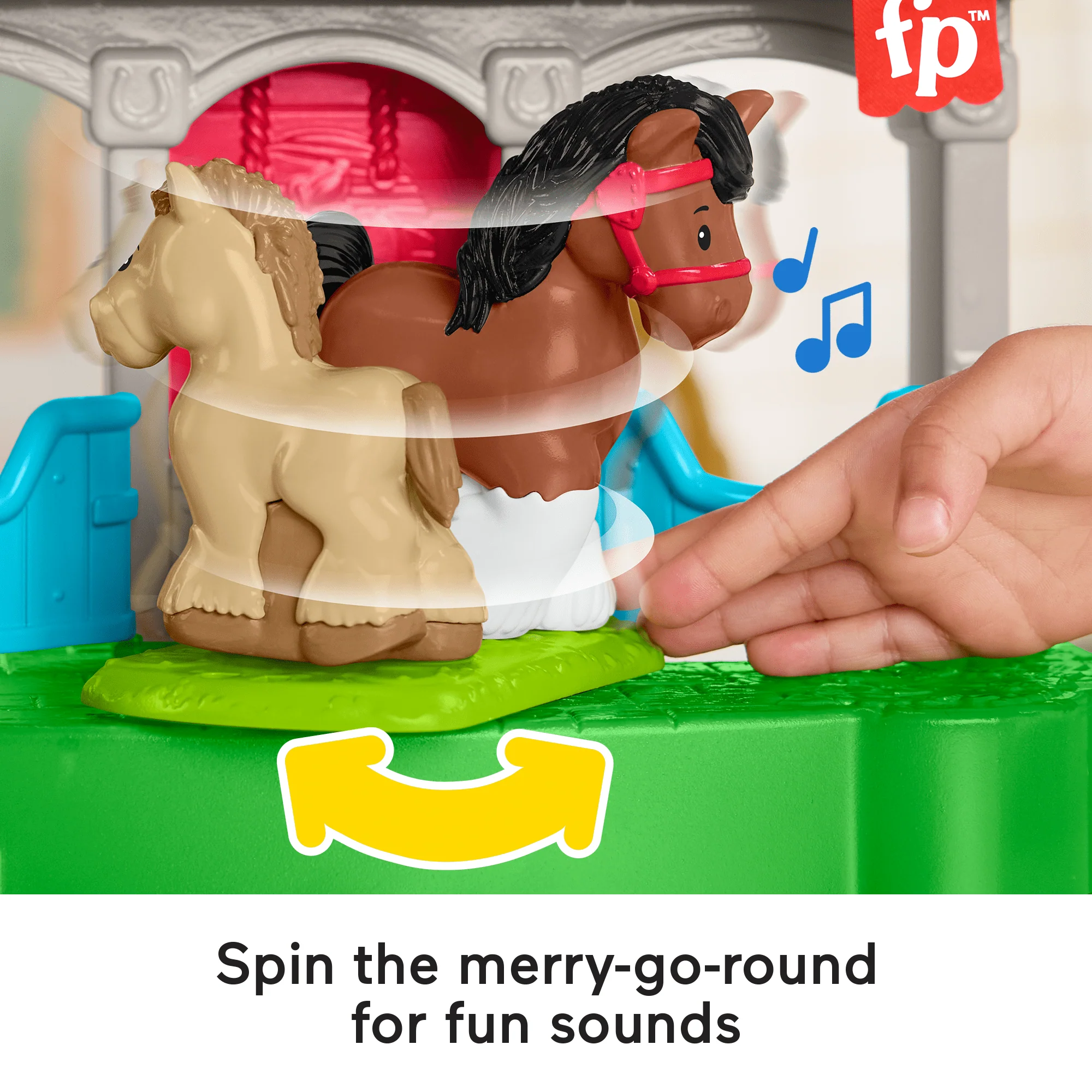 Fisher-Price Little People Friendly Horses Stable Toddler Playset With Sounds, 6 Play Pieces - Image 3